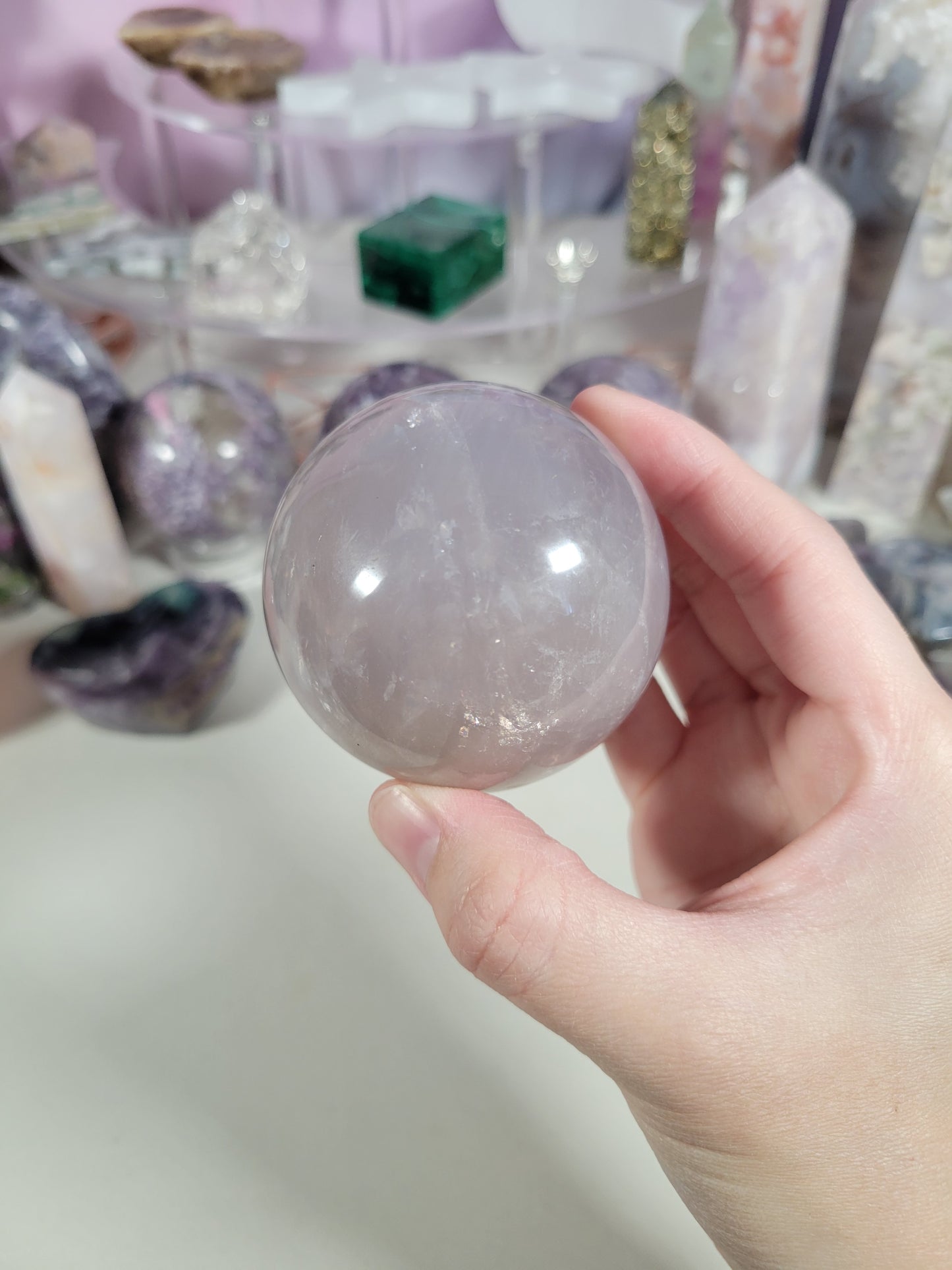 Sparkly Blue Rose Quartz Sphere 30BR