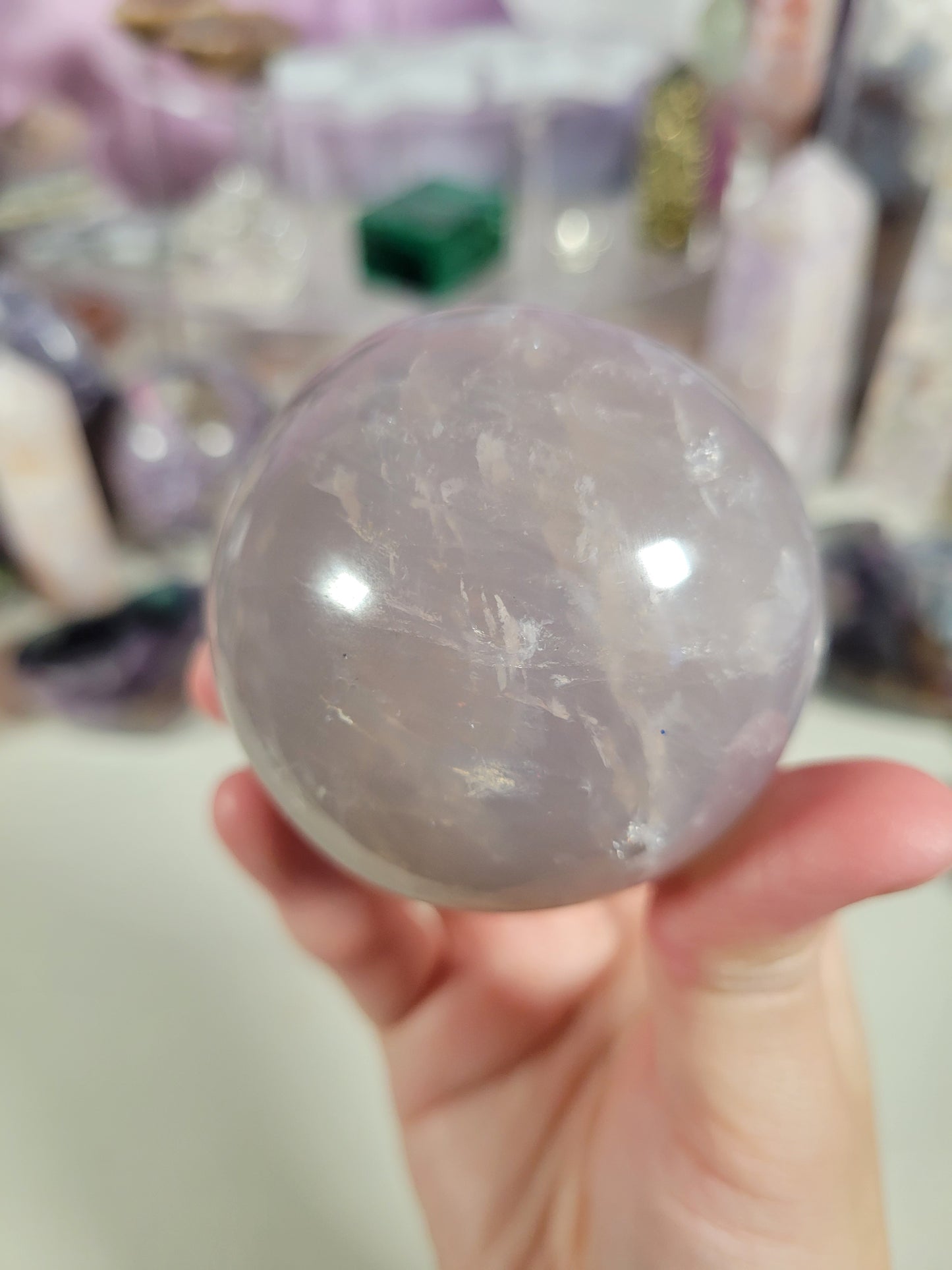 Sparkly Blue Rose Quartz Sphere 30BR