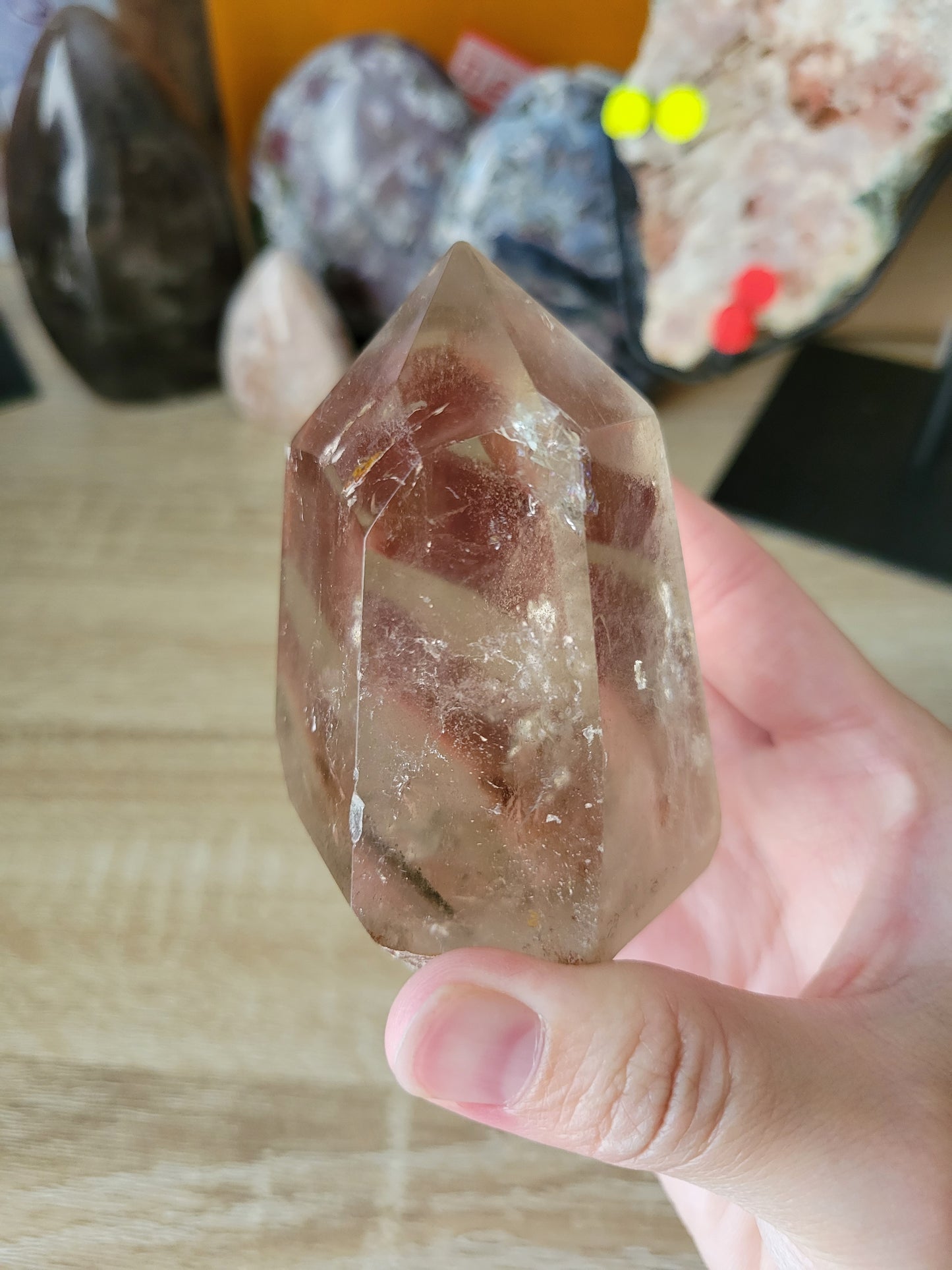 Chunky Smoky Quartz Point with inclusions and rainbows 50SM