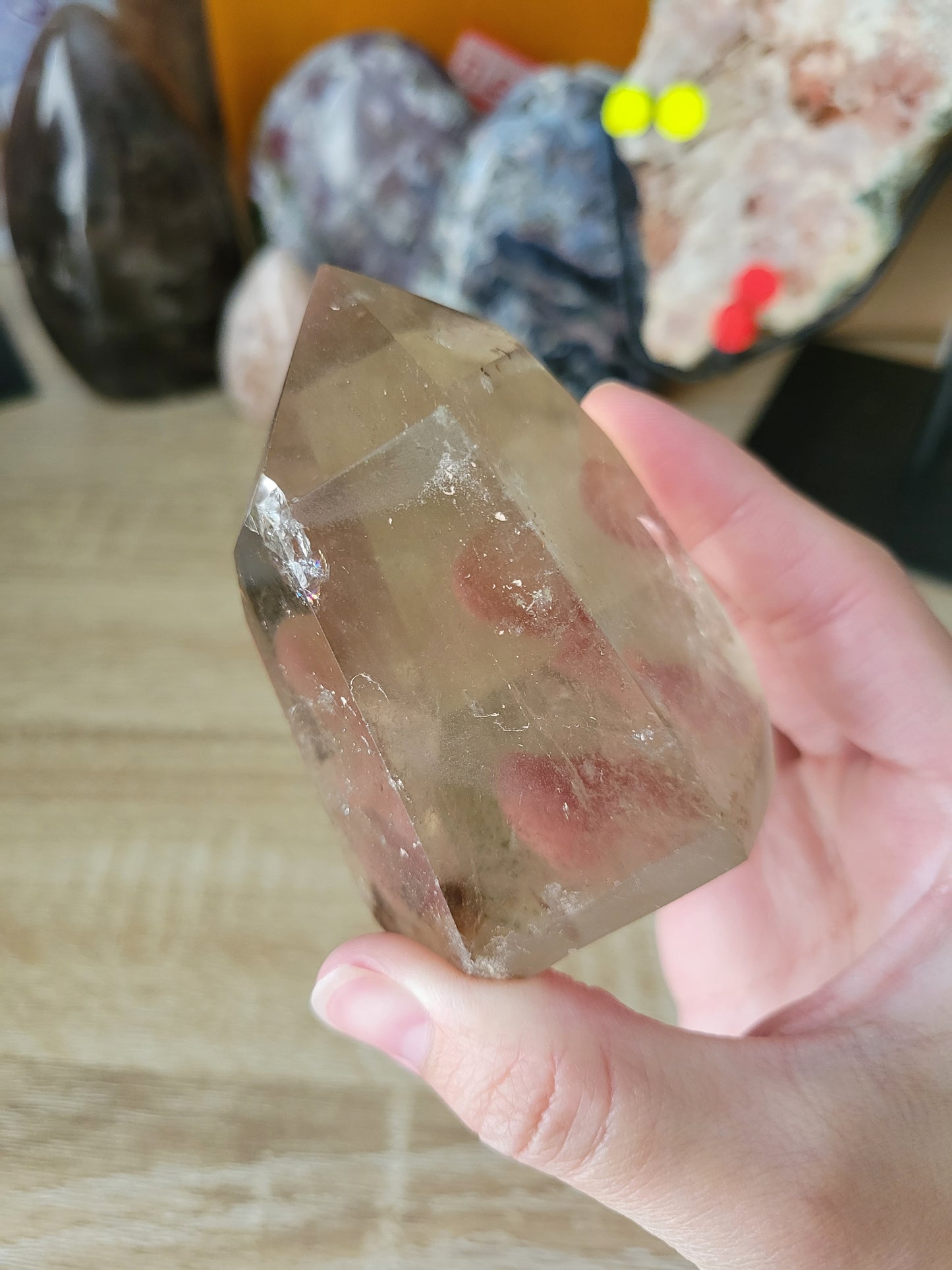 Chunky Smoky Quartz Point with inclusions and rainbows 50SM