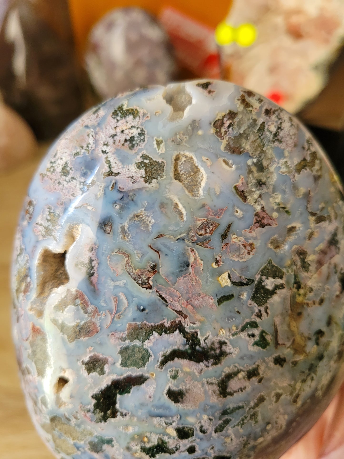 Dreamy Blue Pink Pastel Cosmic Ocean Jasper OJ Freeform Statement Piece 194OJ