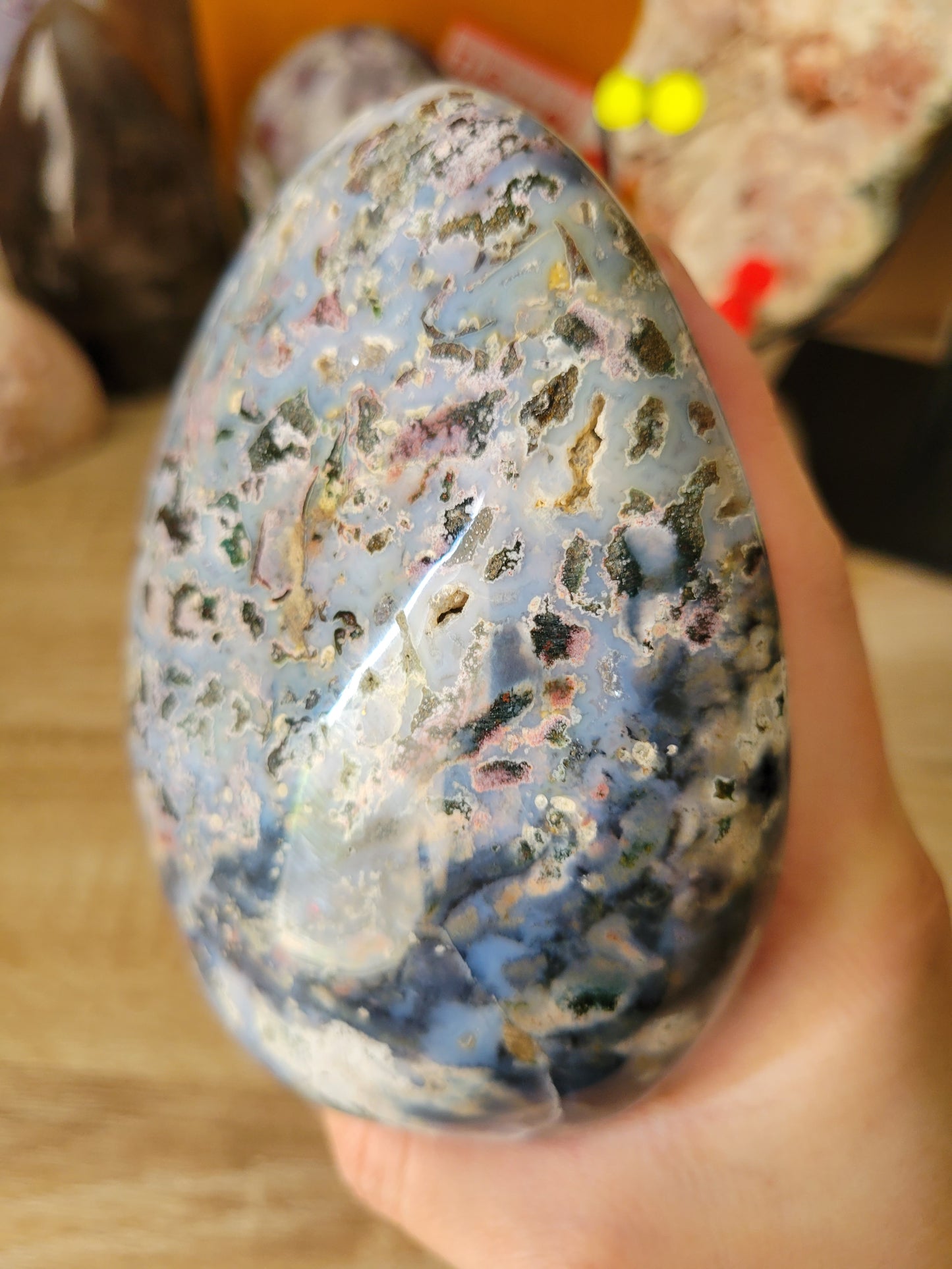 Dreamy Blue Pink Pastel Cosmic Ocean Jasper OJ Freeform Statement Piece 194OJ