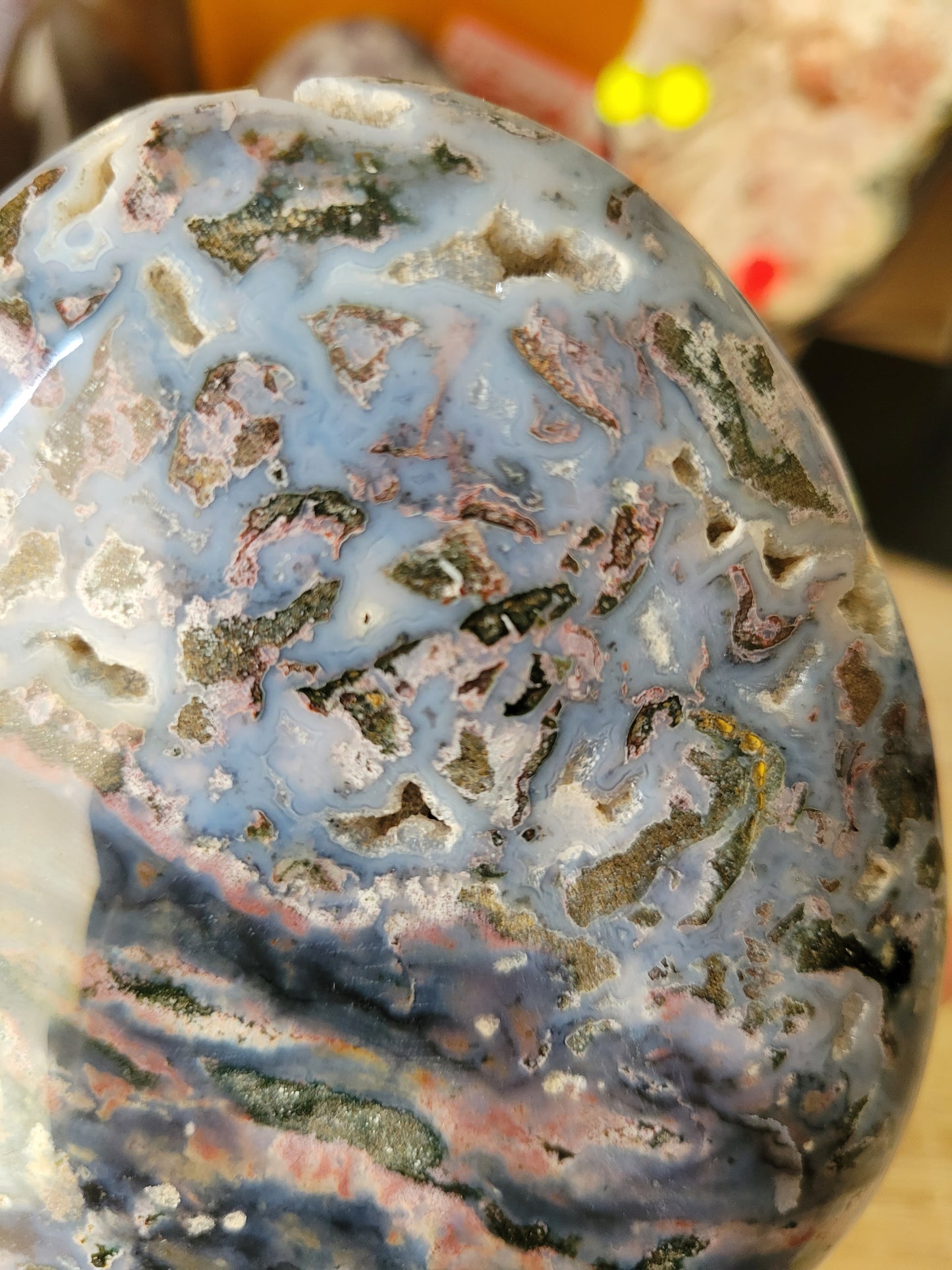 Dreamy Blue Pink Pastel Cosmic Ocean Jasper OJ Freeform Statement Piece 194OJ