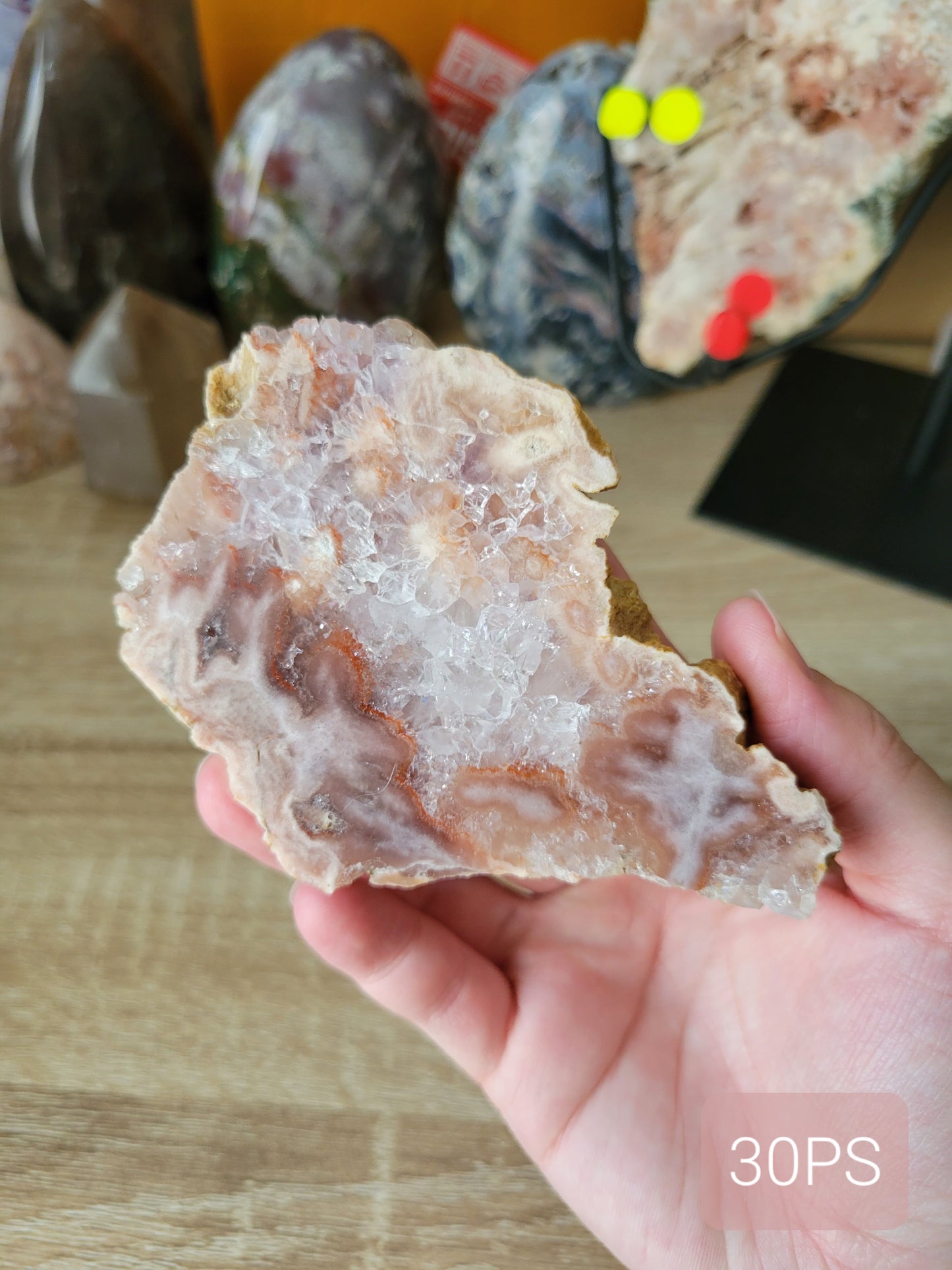 Quartzy Red Pink Amethyst Flower Agate Slab 30PS