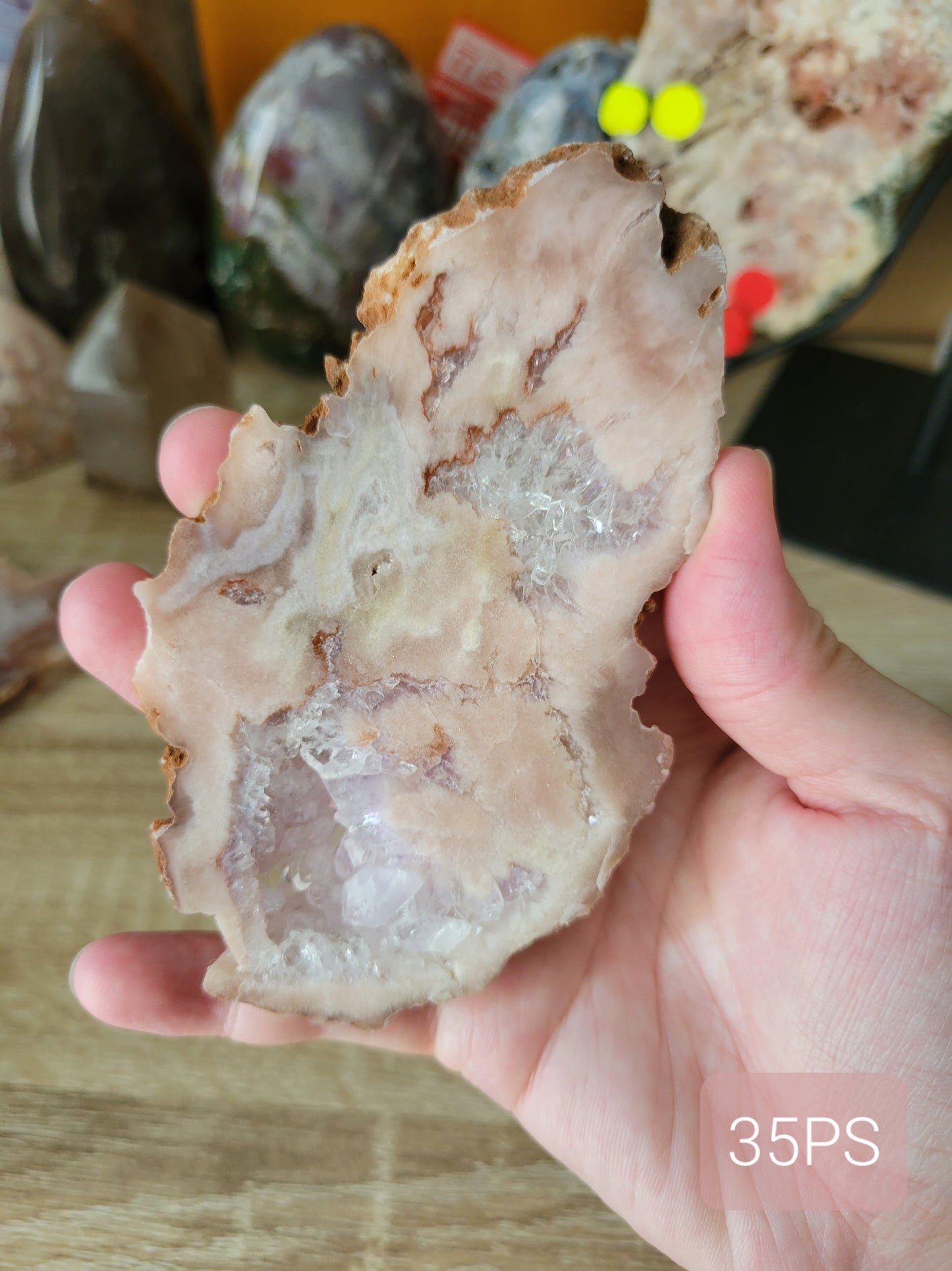 Sparkly Druzy Pink Amethyst Flower Agate Slab 35PS