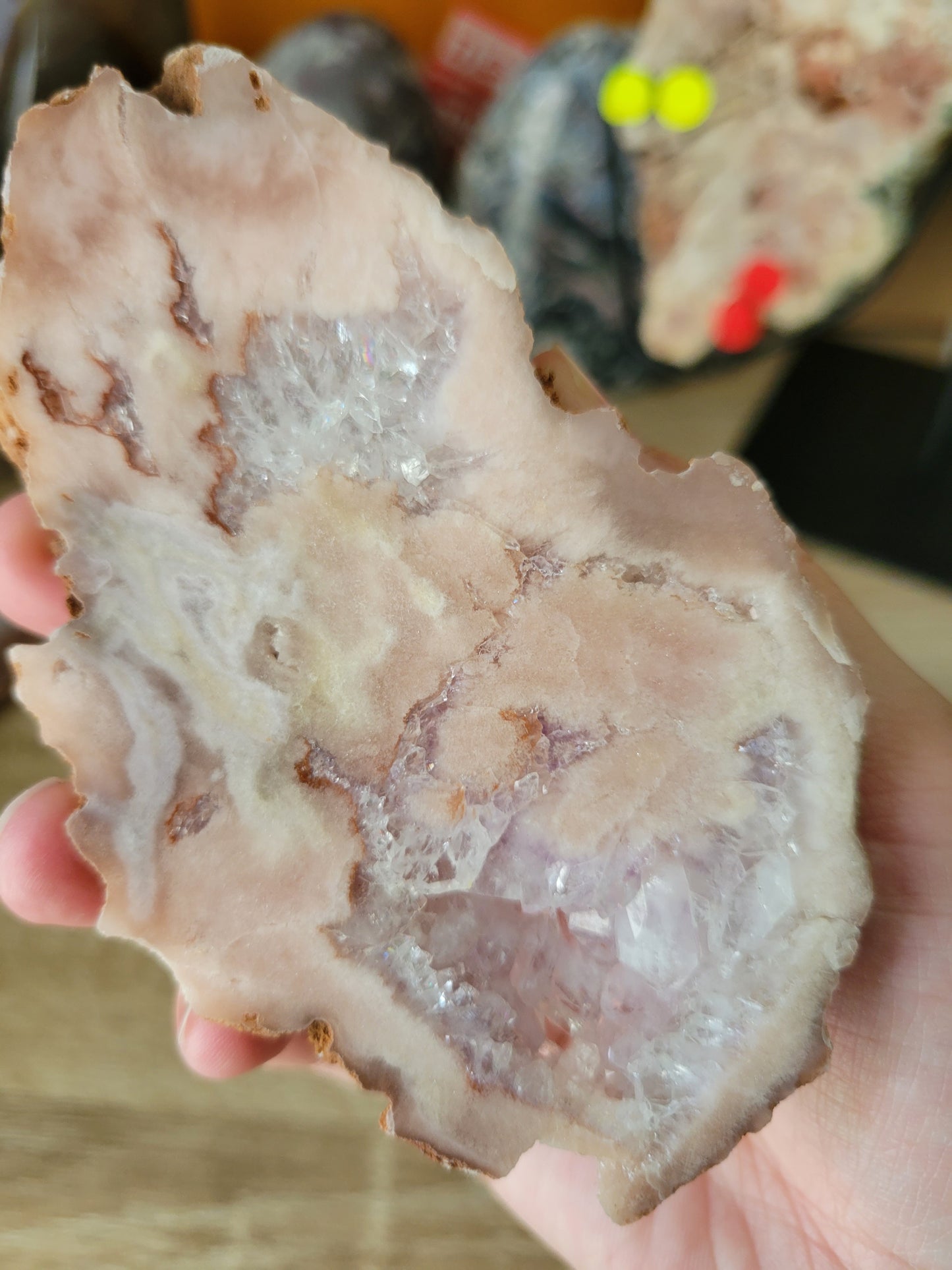 Sparkly Druzy Pink Amethyst Flower Agate Slab 35PS