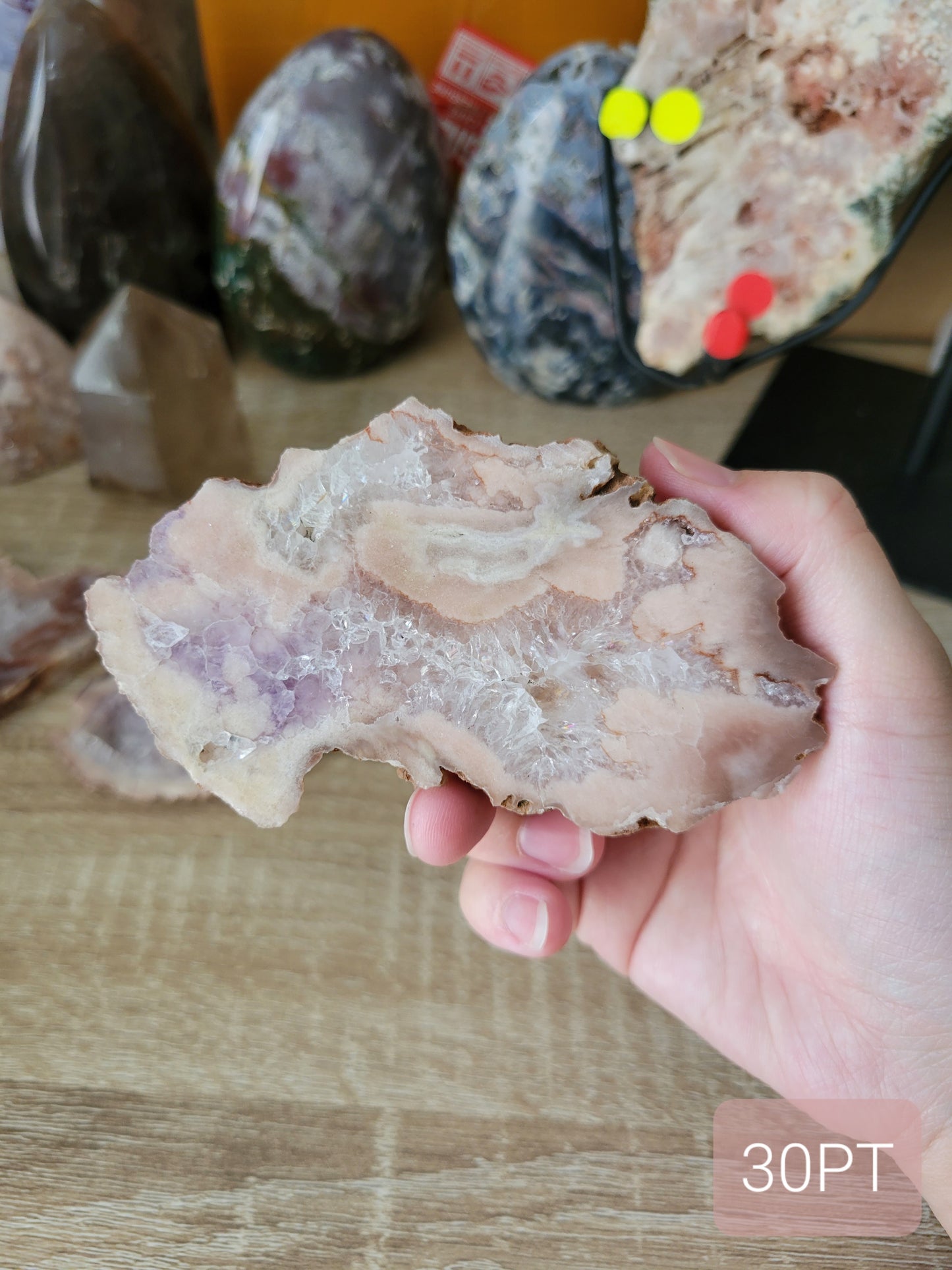 Super Sparkly Pink Amethyst Flower Agate Slab 30PT