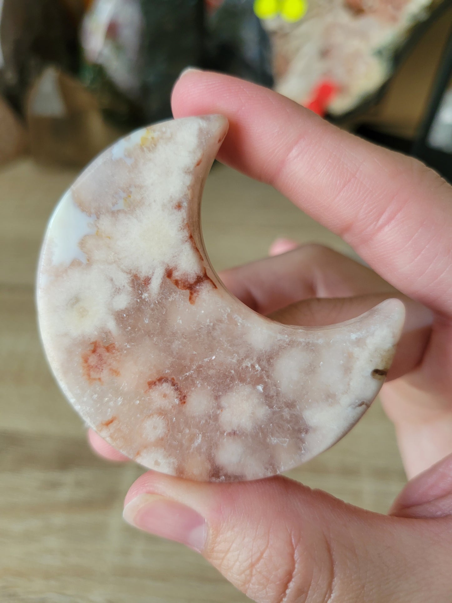 Pink Amethyst Flower Agate Moon 15FH