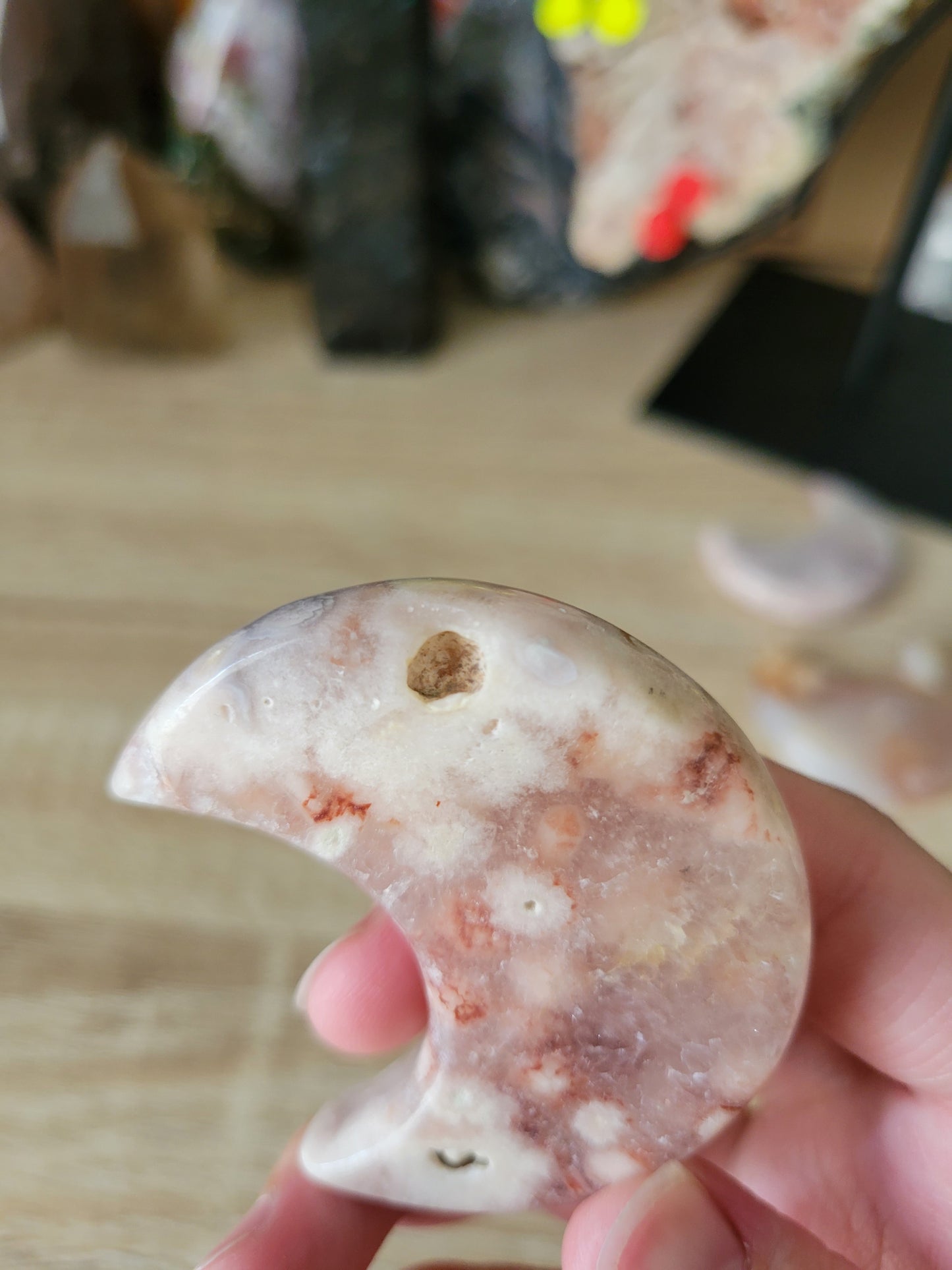 Pink Amethyst Flower Agate Moon 15FH