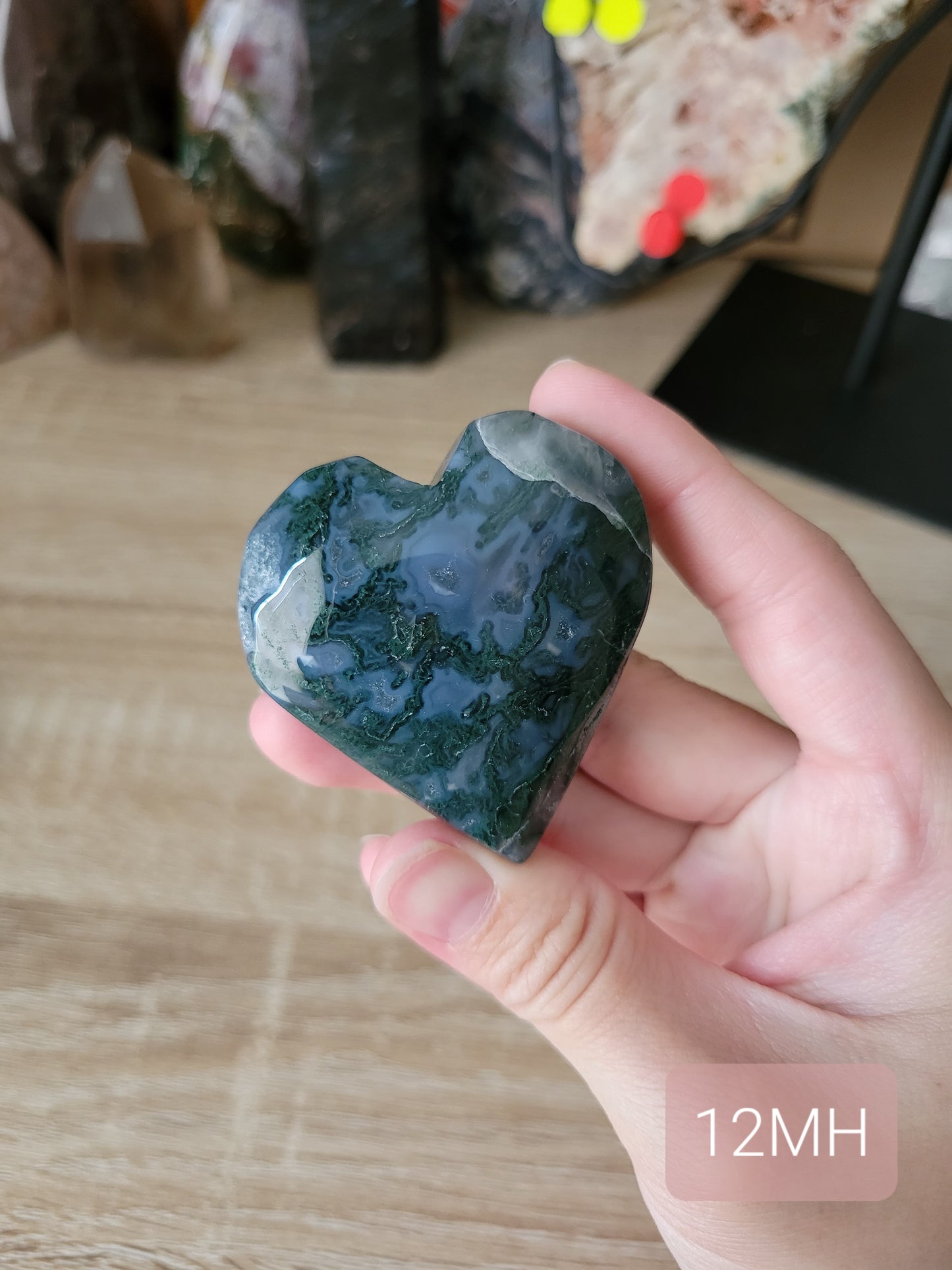 Beautiful Blue Moss Agate Heart 12MH