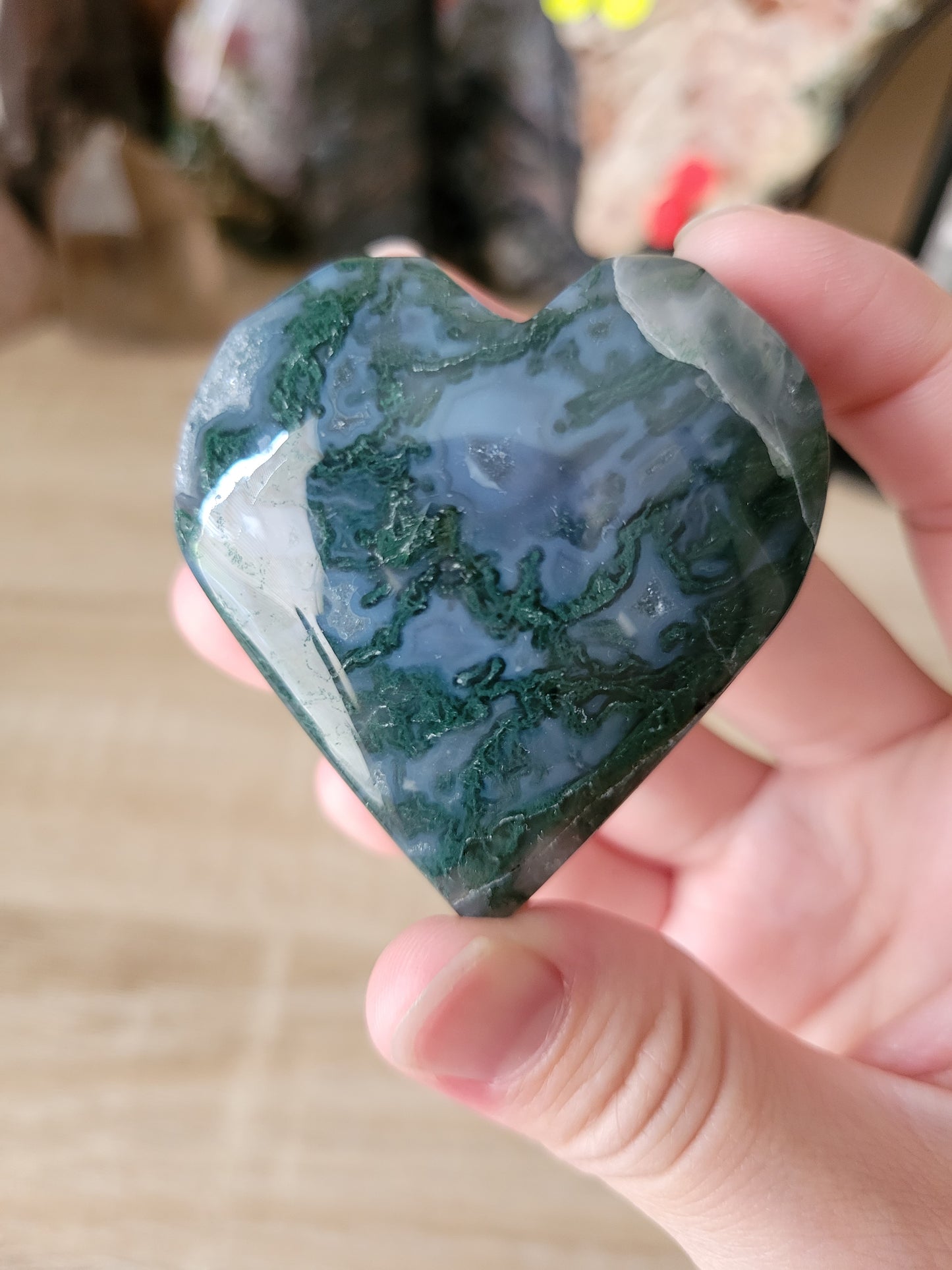 Beautiful Blue Moss Agate Heart 12MH