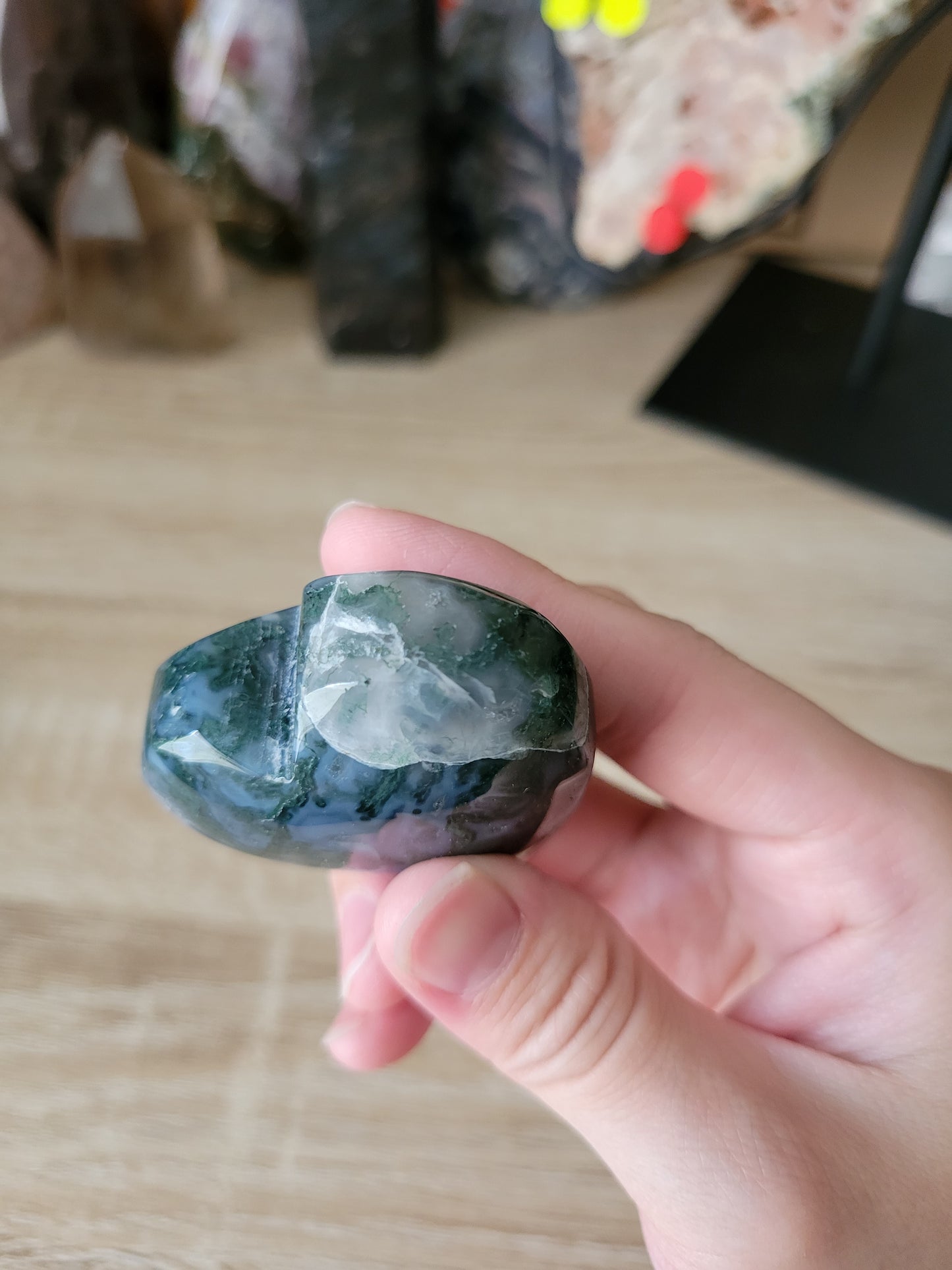 Beautiful Blue Moss Agate Heart 12MH