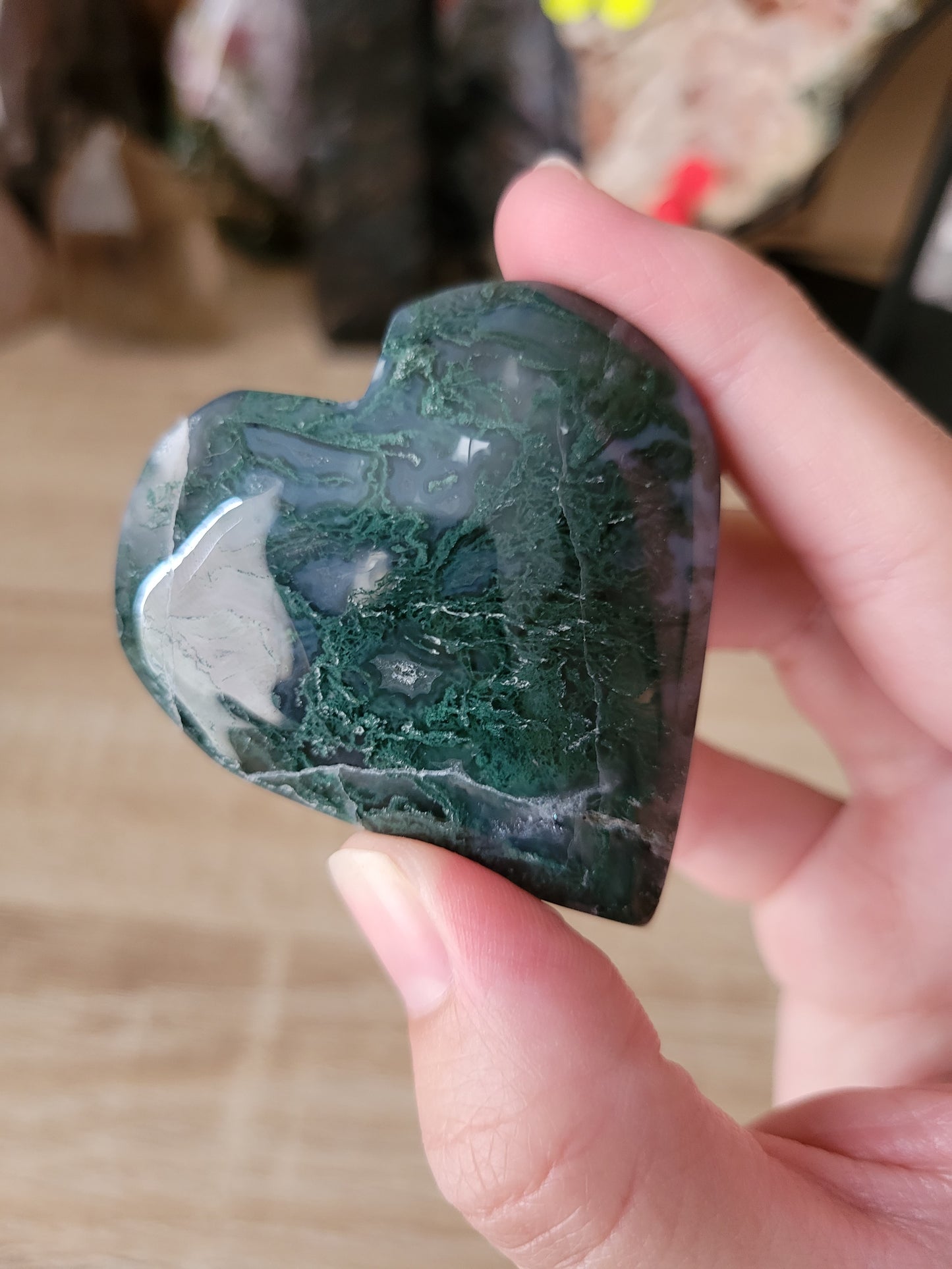 Beautiful Blue Moss Agate Heart 12MH