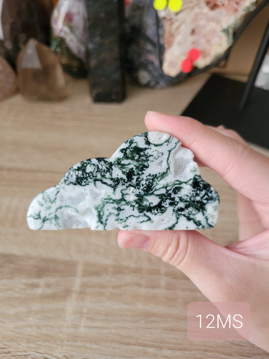 Light Moss Agate Cloud Carving 12MC