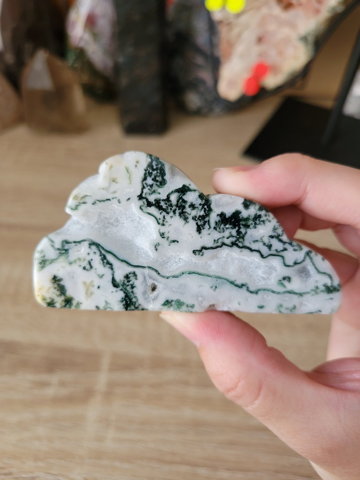 Light Moss Agate Cloud Carving 12MC