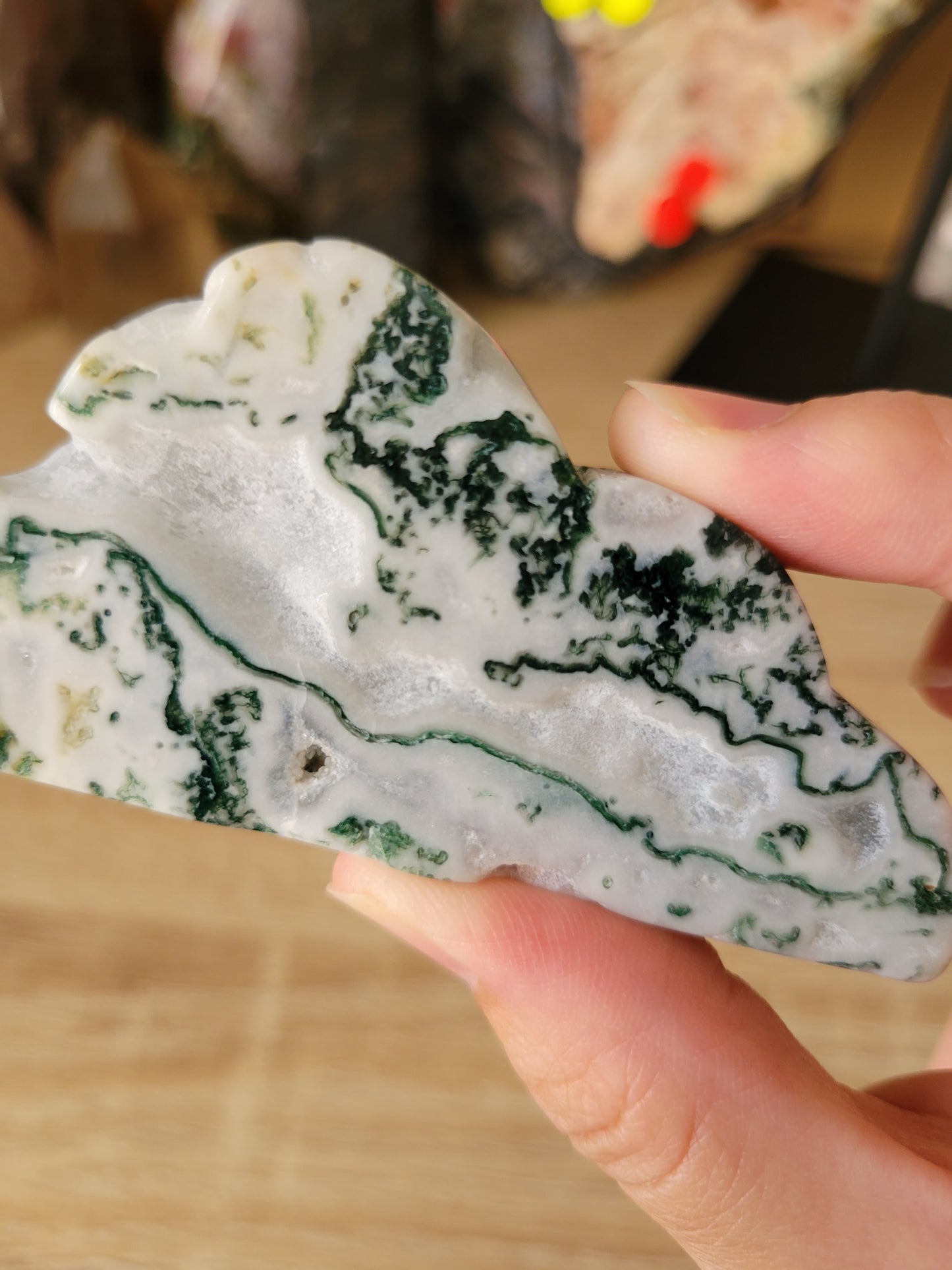 Light Moss Agate Cloud Carving 12MC