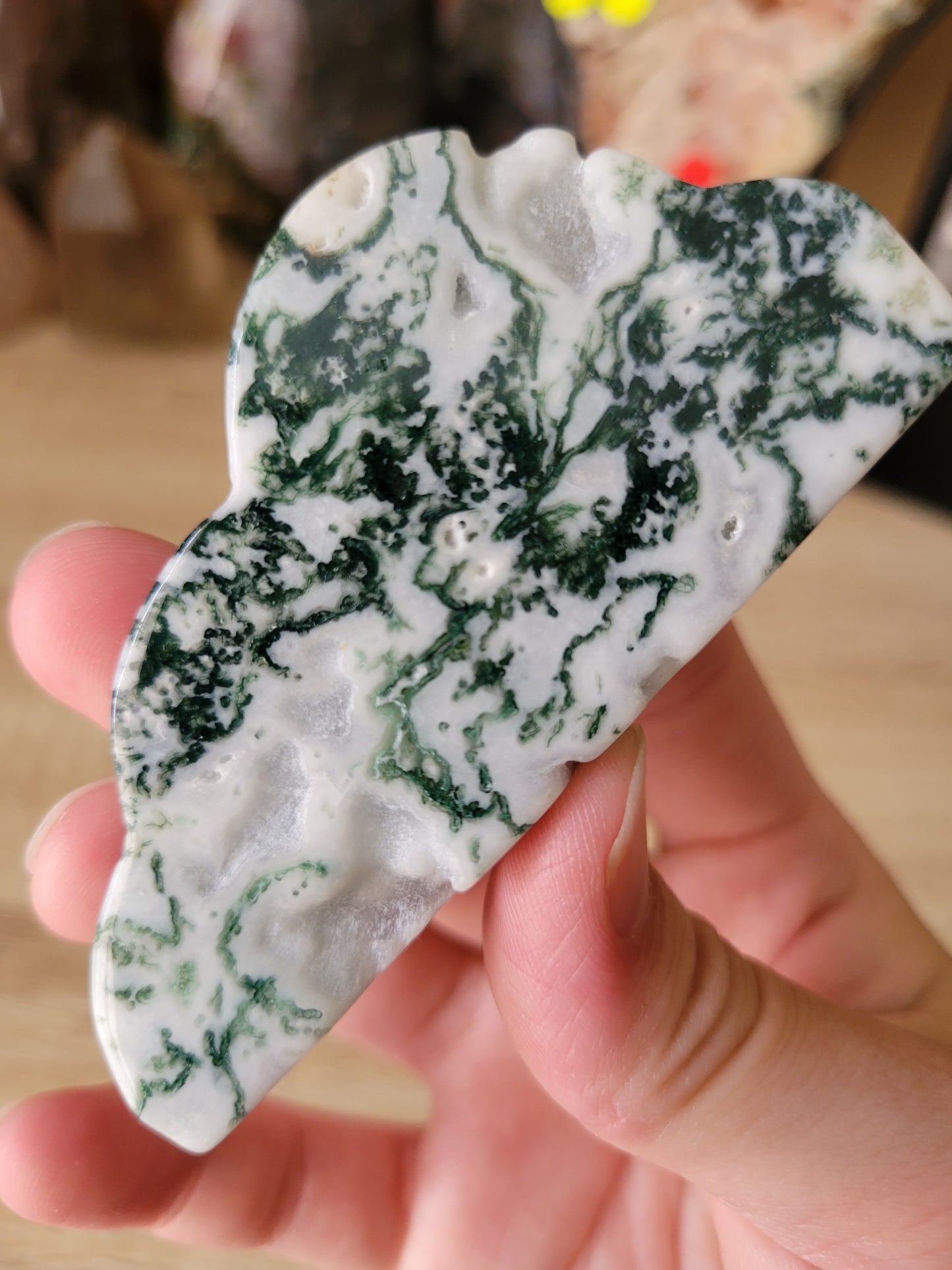 Light Moss Agate Cloud Carving 12MC