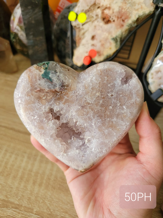 Druzy Sparkly Pink Amethyst Heart Carving Slab 50PH