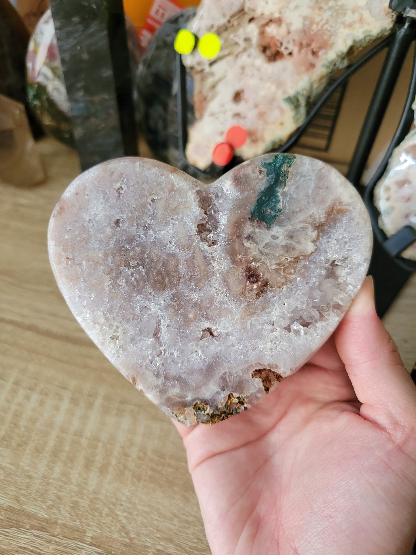 Druzy Sparkly Pink Amethyst Heart Carving Slab 50PH