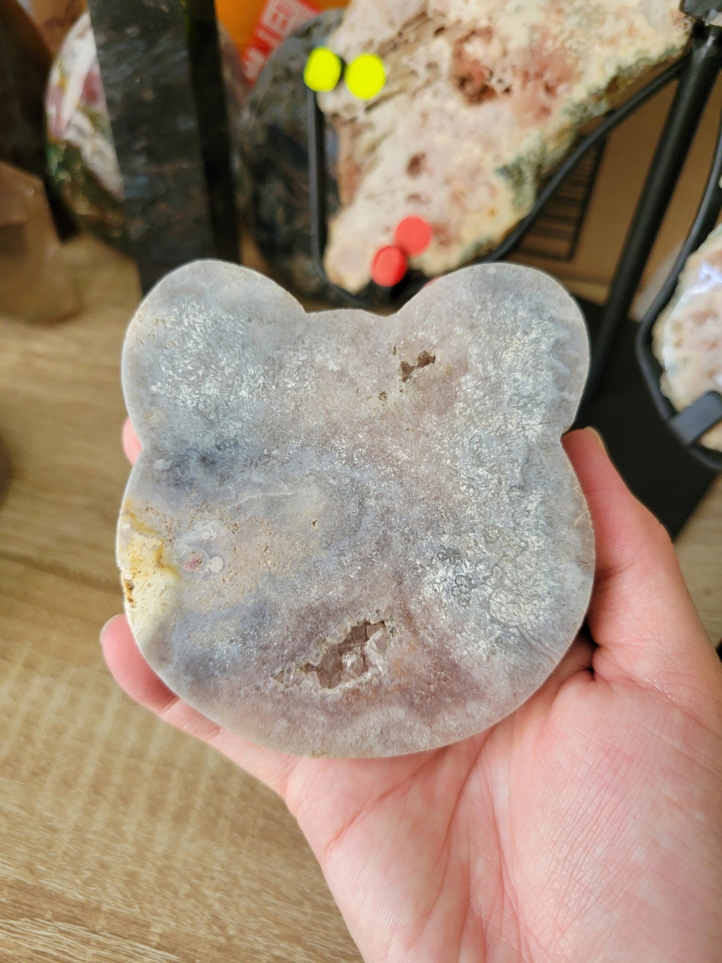 Cute Pink Amethyst Bear Carving Slab 50PD