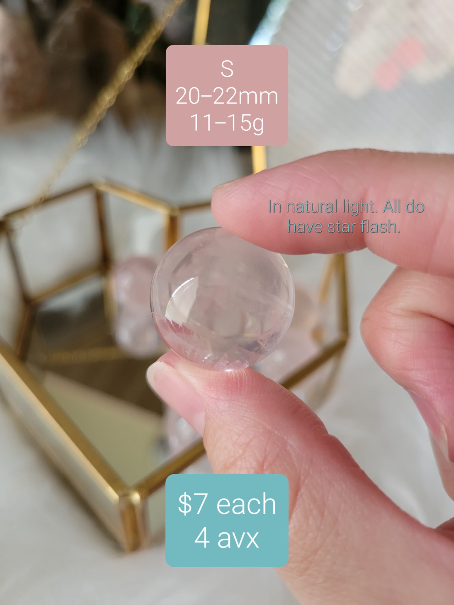 Star Rose Quartz Spheres (various sizes please pick!)