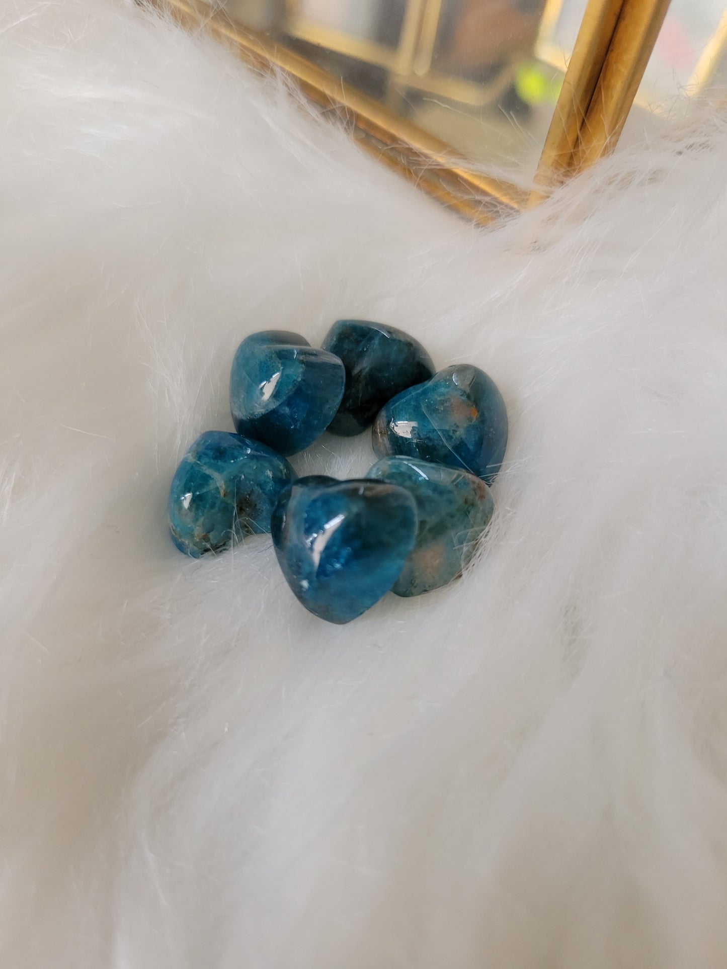 Mini Vibrant Blue Apatite Heart Carvings