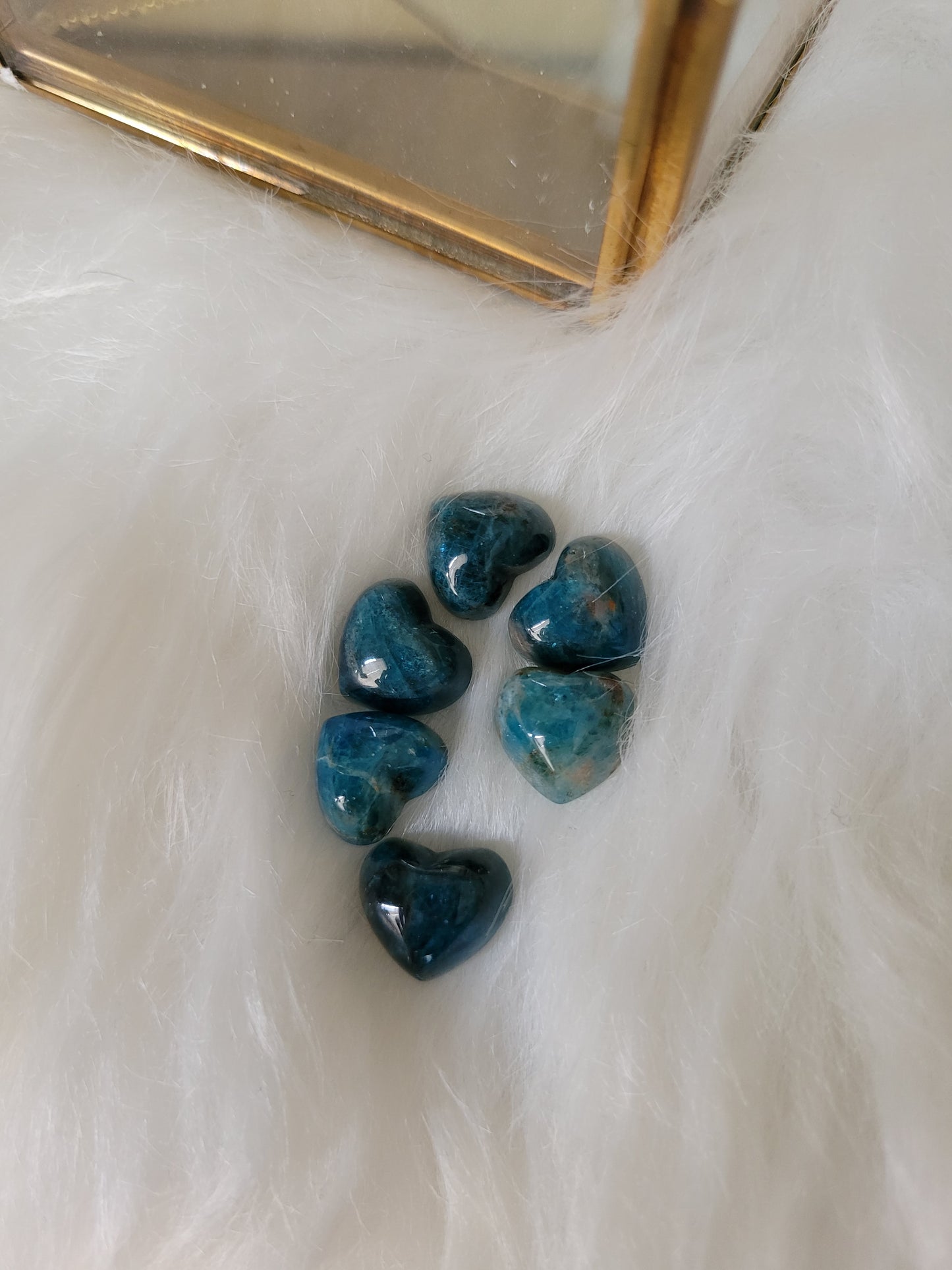 Mini Vibrant Blue Apatite Heart Carvings