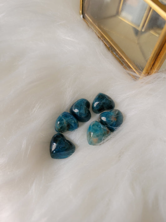 Mini Vibrant Blue Apatite Heart Carvings