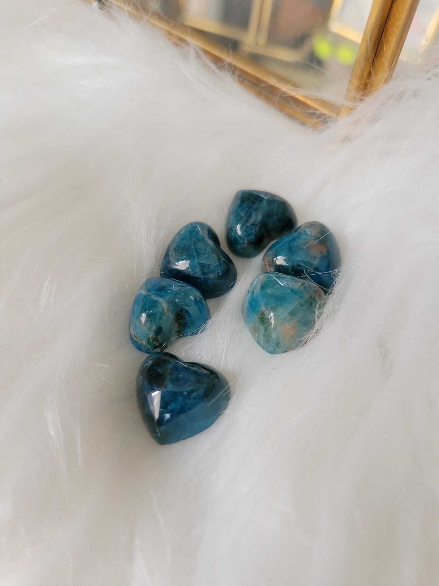 Mini Vibrant Blue Apatite Heart Carvings