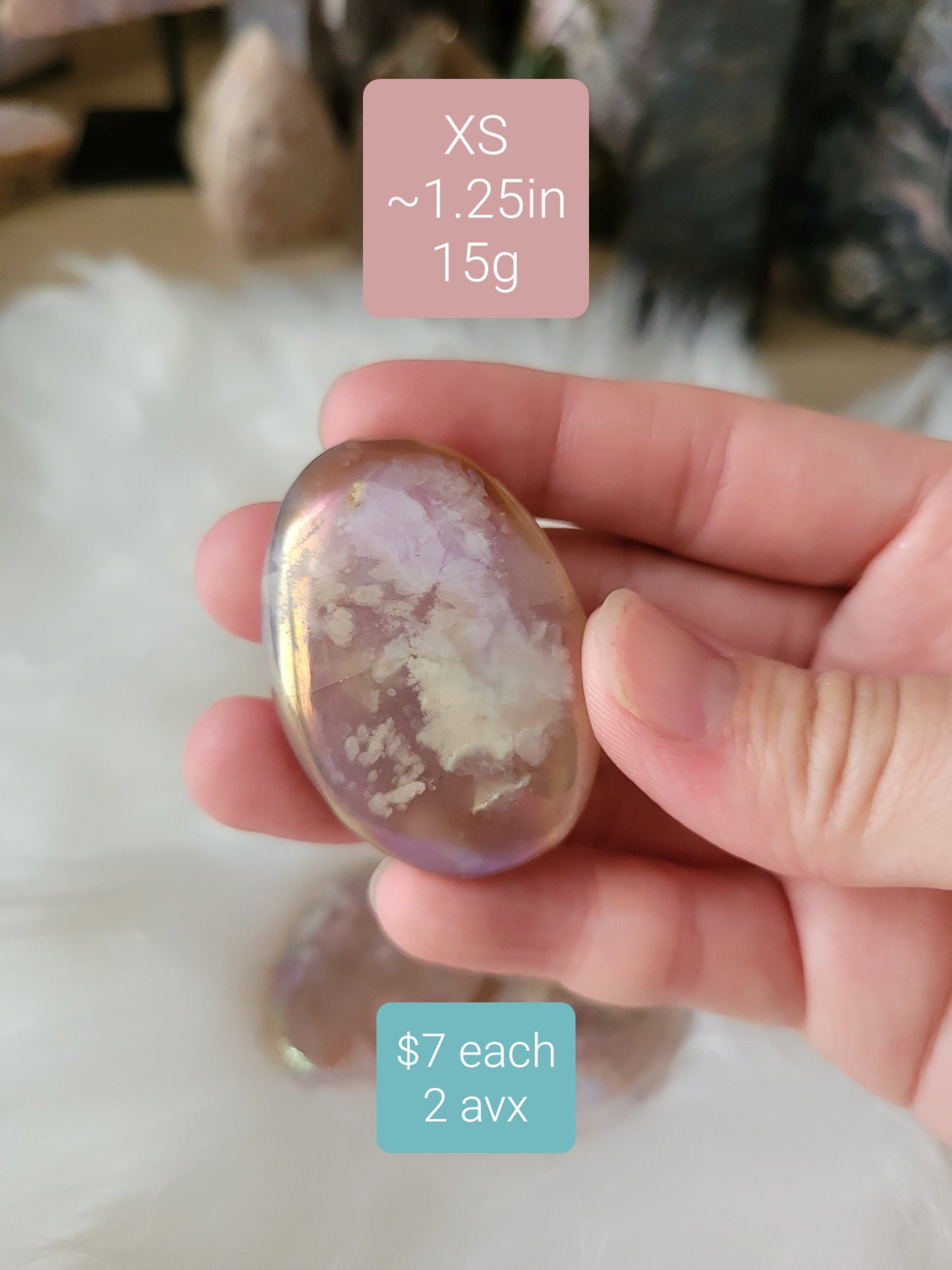 Pretty Feminine Aura Flower Agate Palmstones (2 sizes to pick)