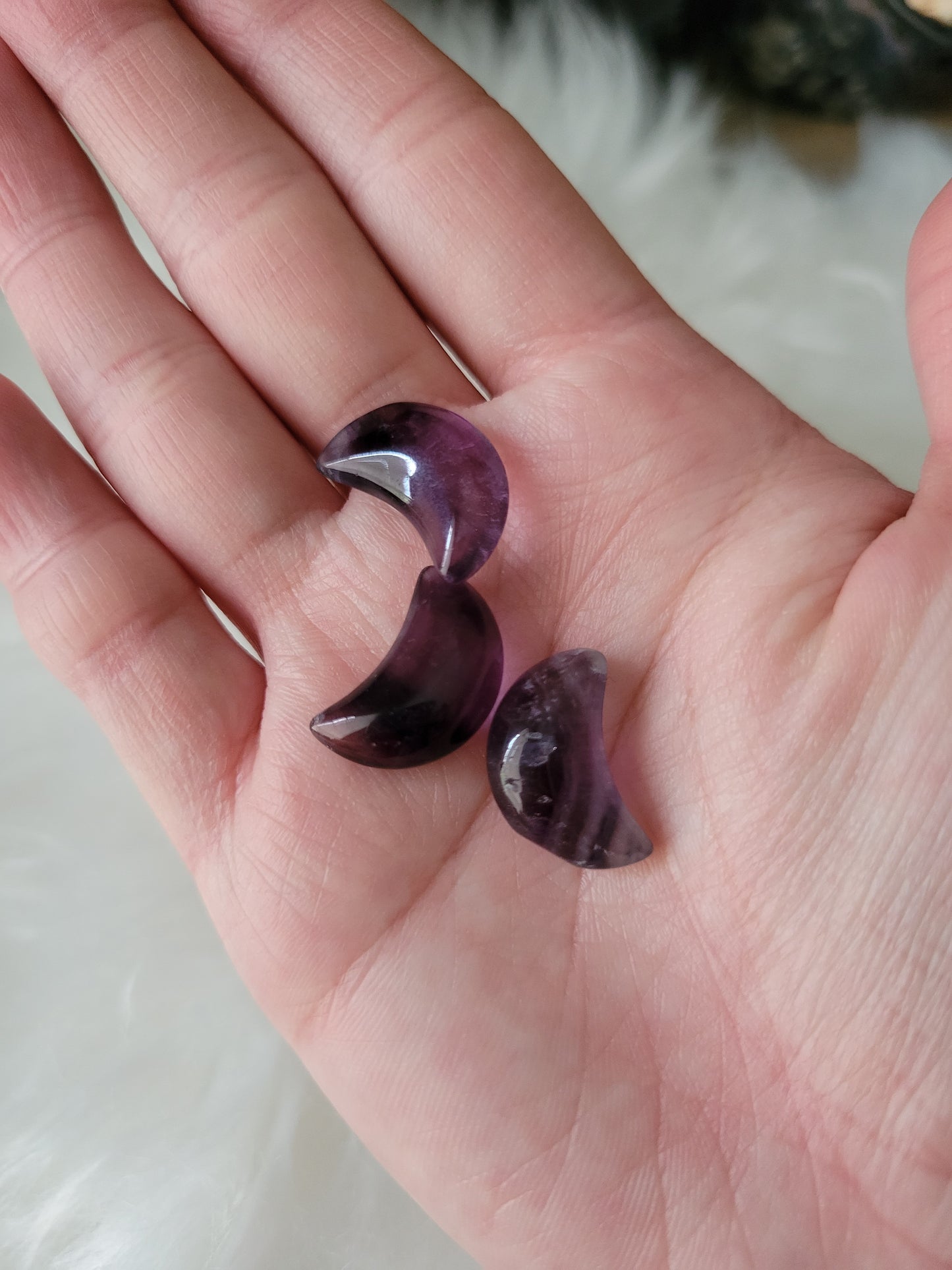 Mini Cute Purple Fluorite Moons