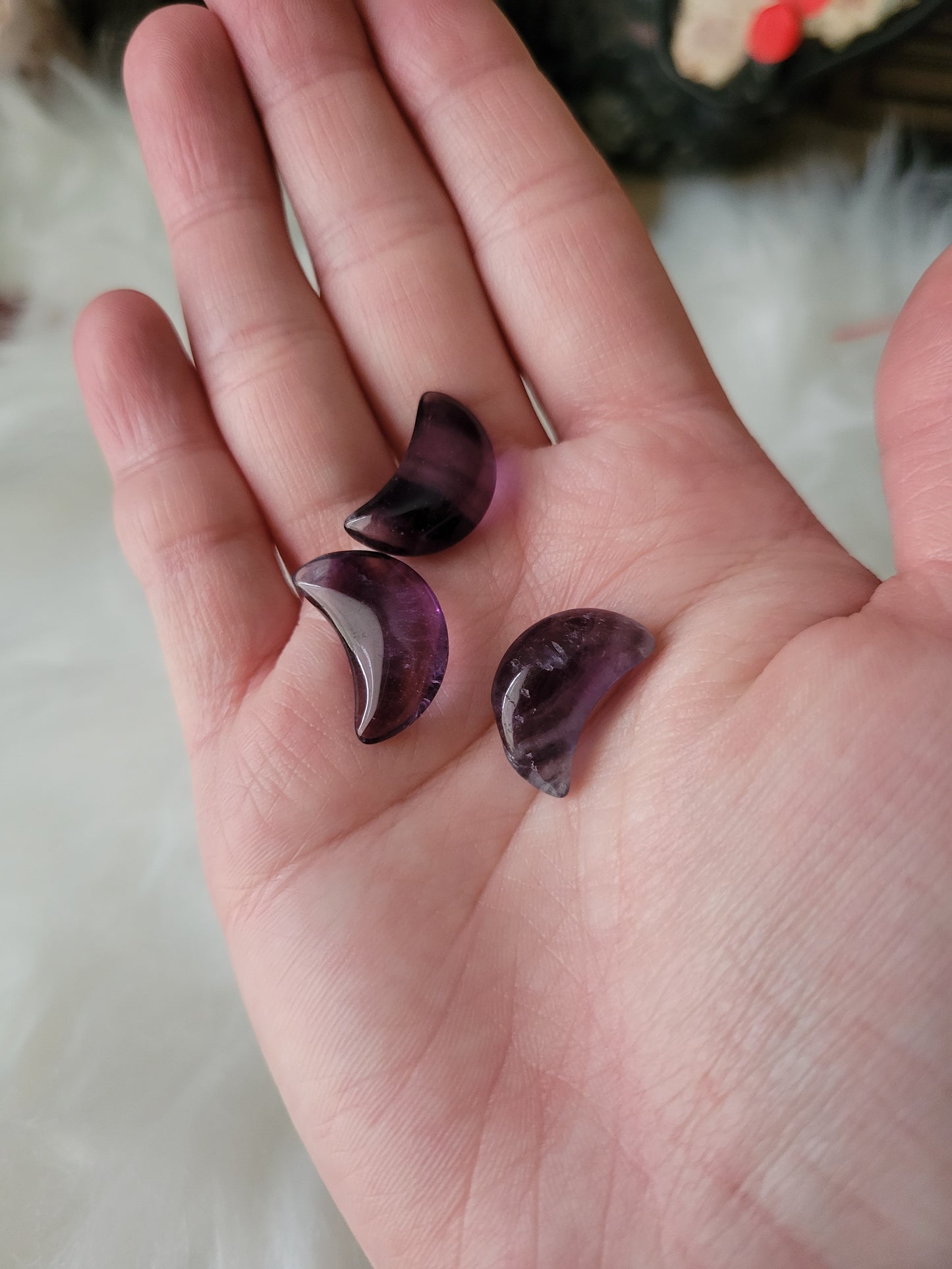 Mini Cute Purple Fluorite Moons