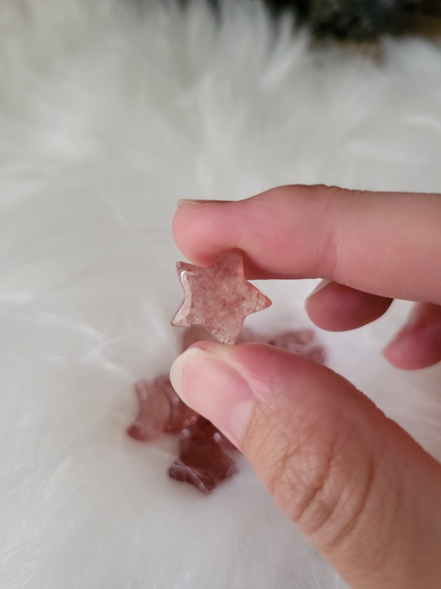 Mini Baby Strawberry Quartz Moon and Stars