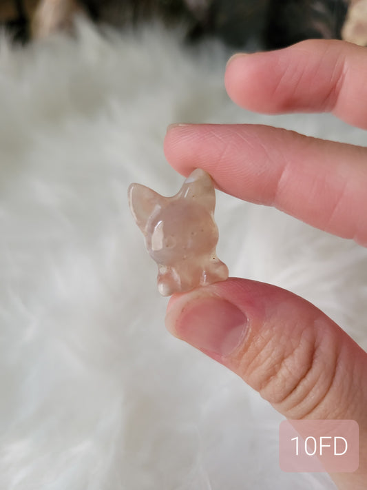 Super Cute Mini Flower Agate Puppy Dog Carving 10FD