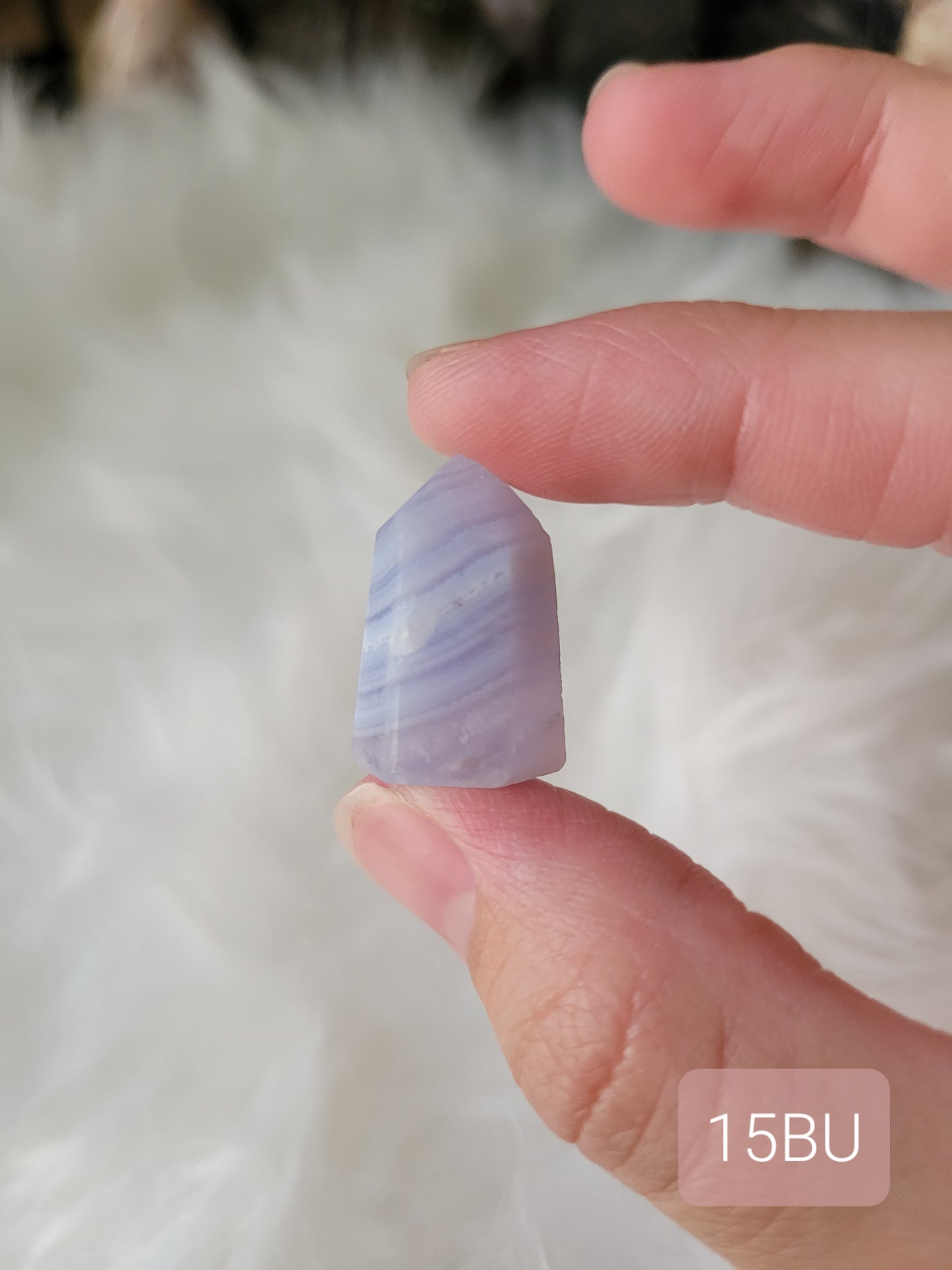 Mini Baby Blue Lace Agate Point 15BU