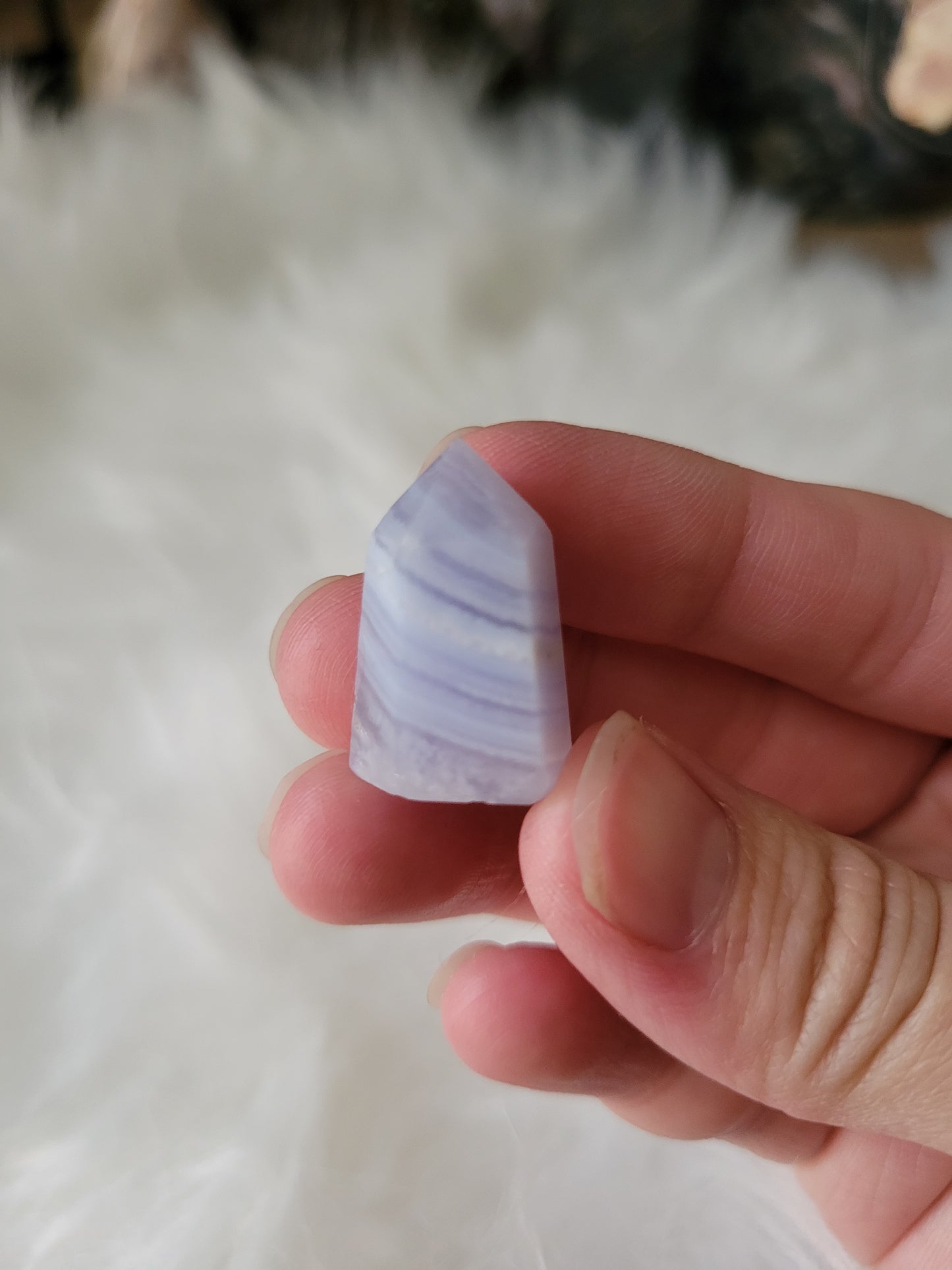 Mini Baby Blue Lace Agate Point 15BU