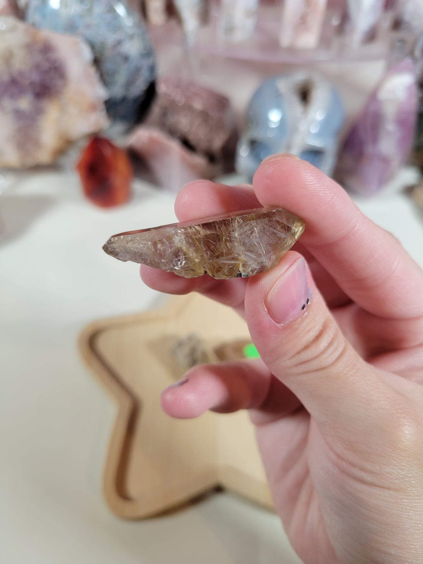 Slightly Smoky Golden Rutile Point Raw Crystal Piece 9GT