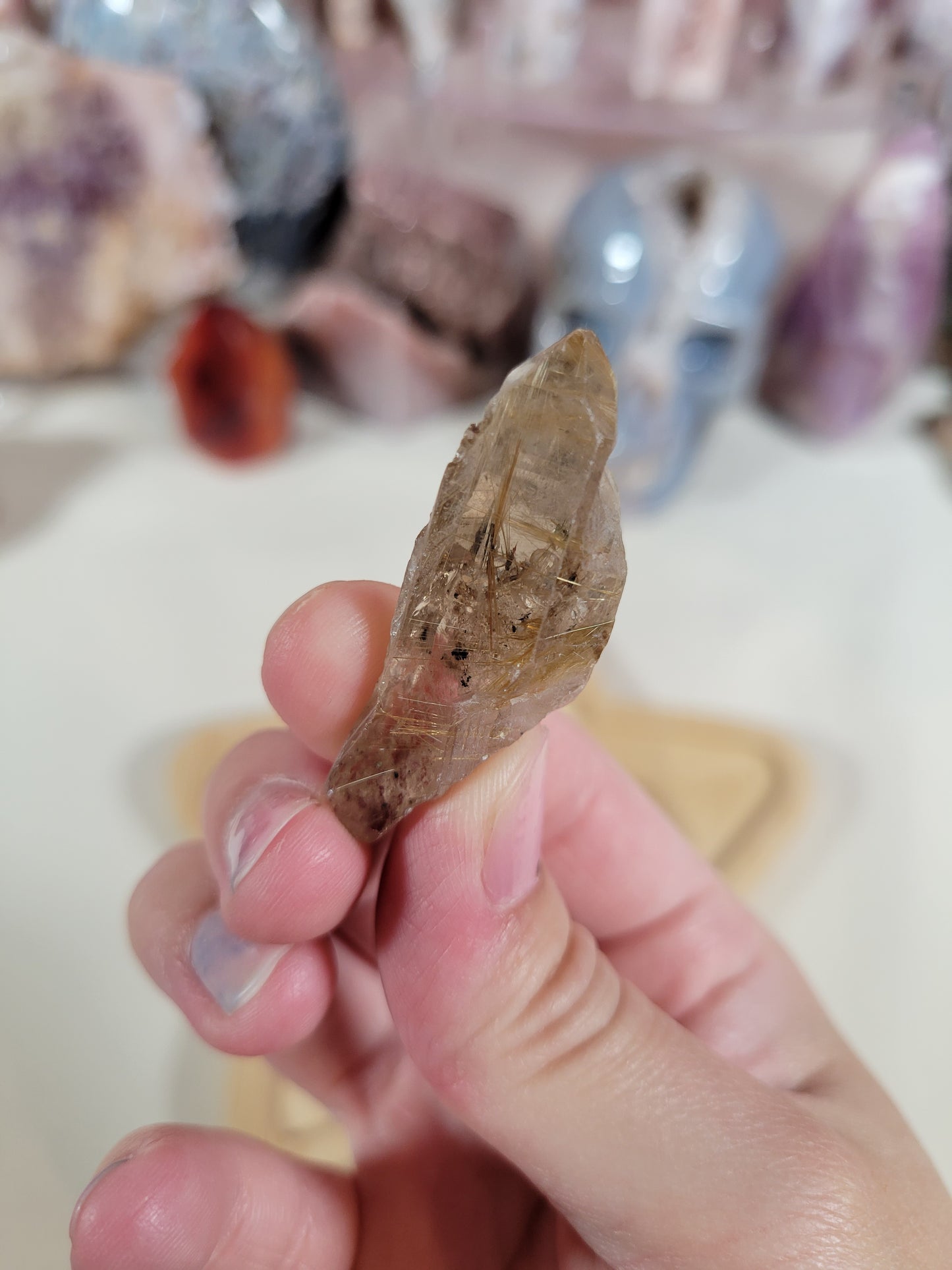 Slightly Smoky Golden Rutile Point Raw Crystal Piece 9GT