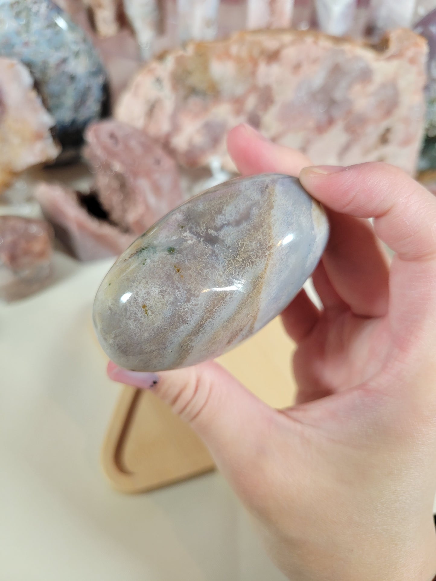 Light Grey Agate Heart with Dendritic Inclusions 15AT