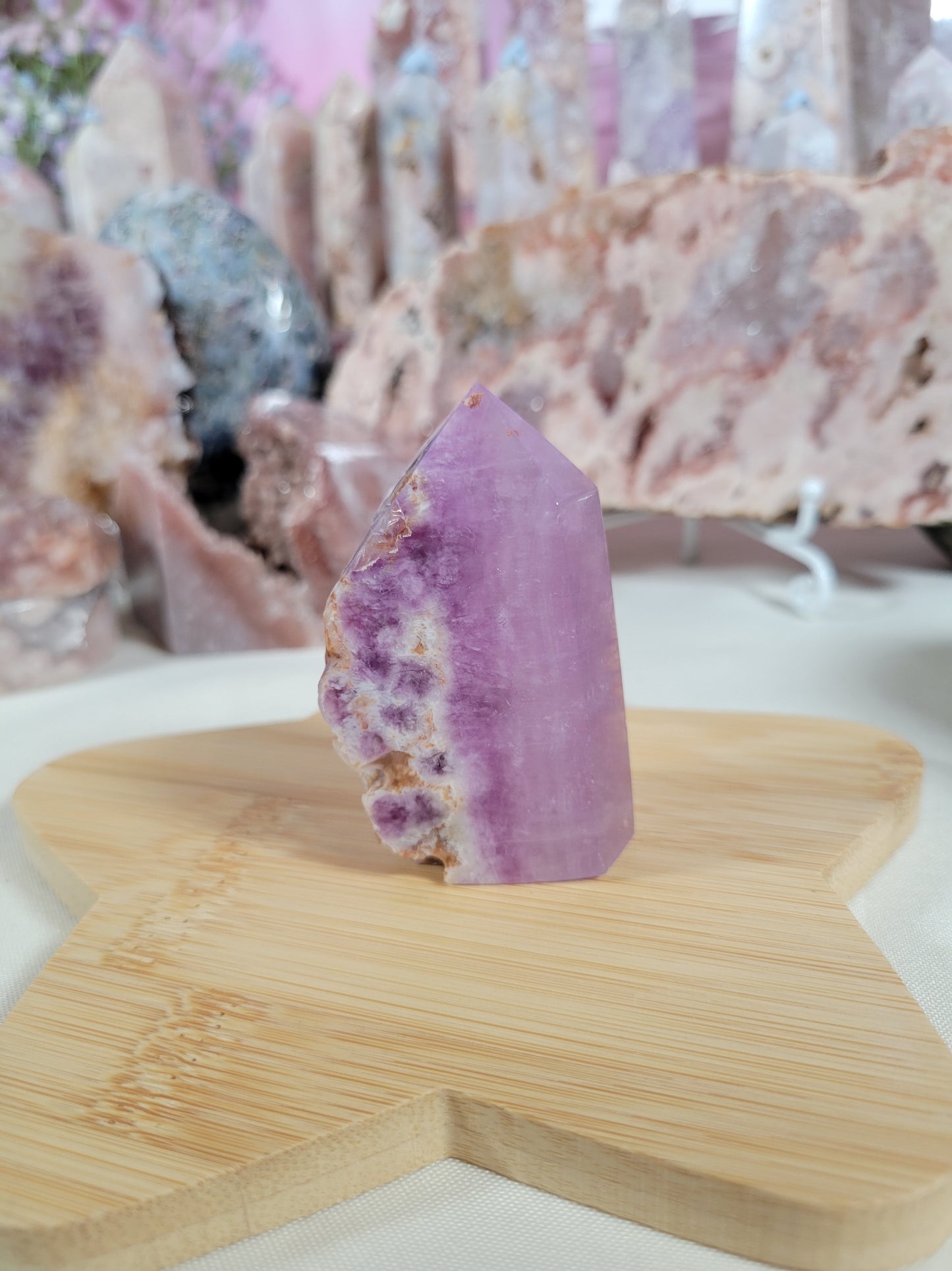 Half Polished Purple Fluorite Point 24FF