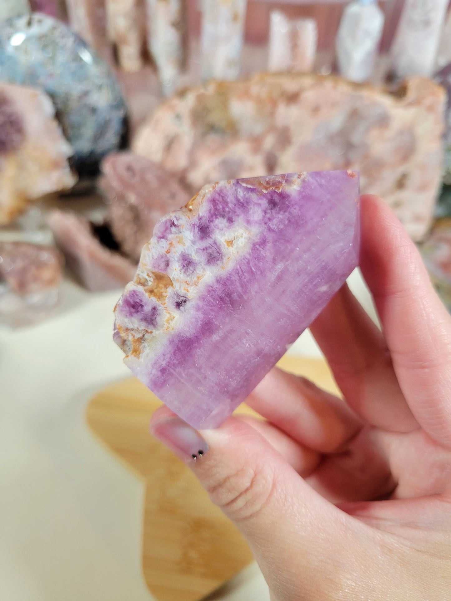 Half Polished Purple Fluorite Point 24FF