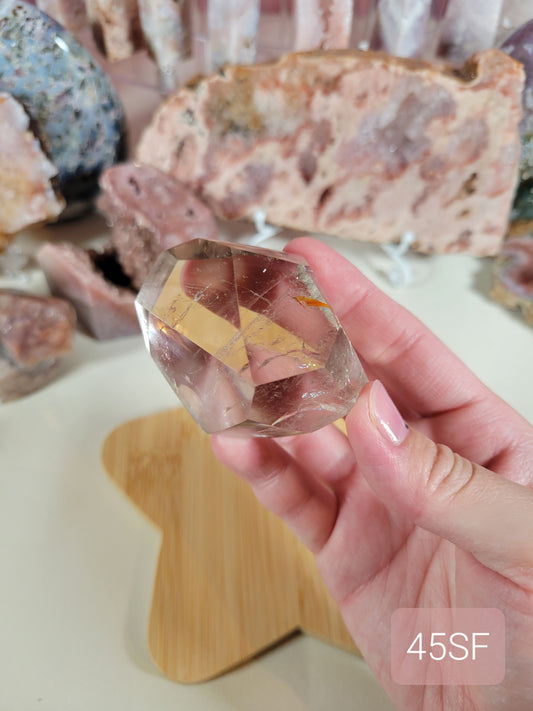 Clear Light Smoky Quartz Freeform with inclusions 45SF