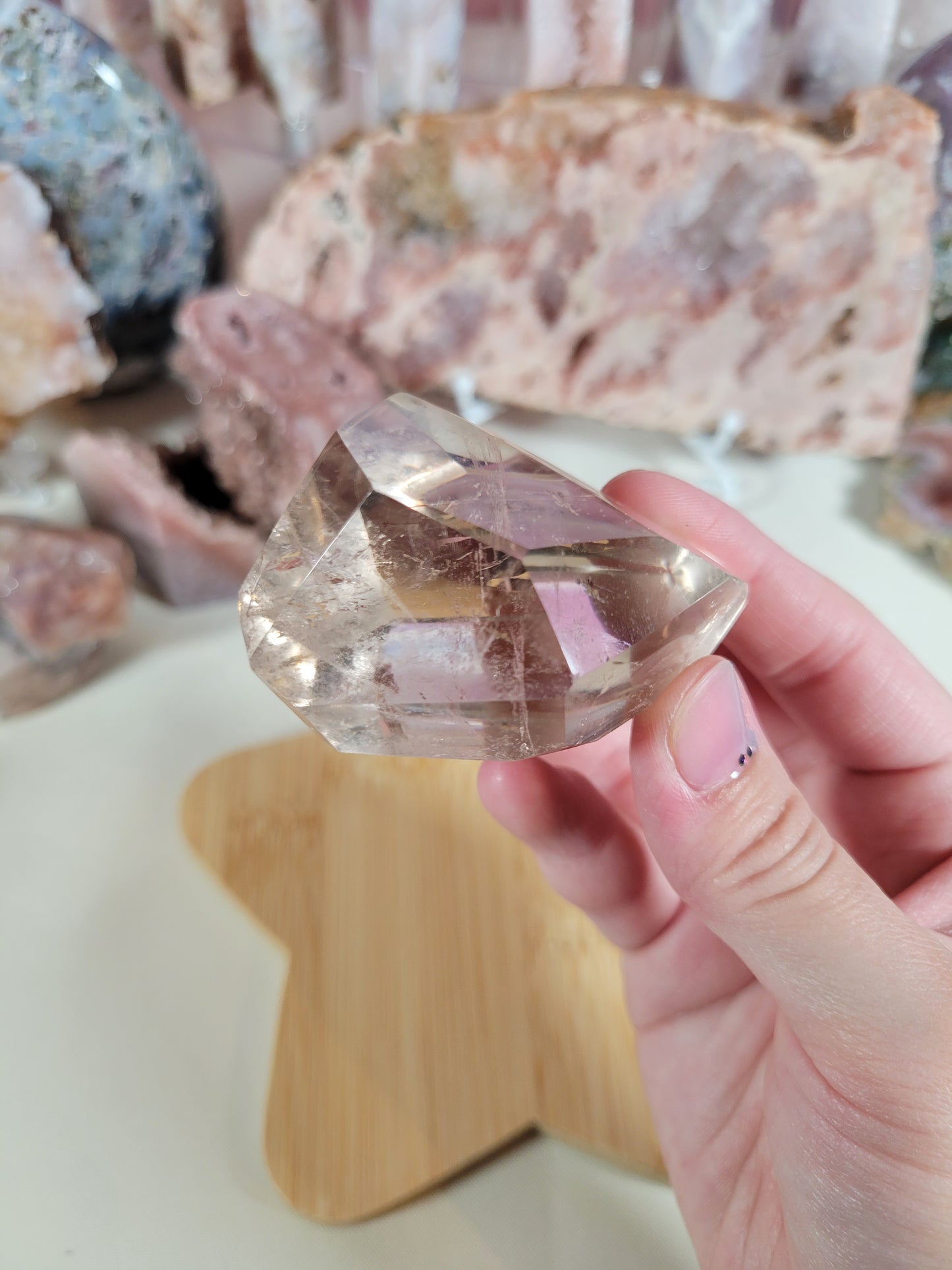 Clear Light Smoky Quartz Freeform with inclusions 45SF