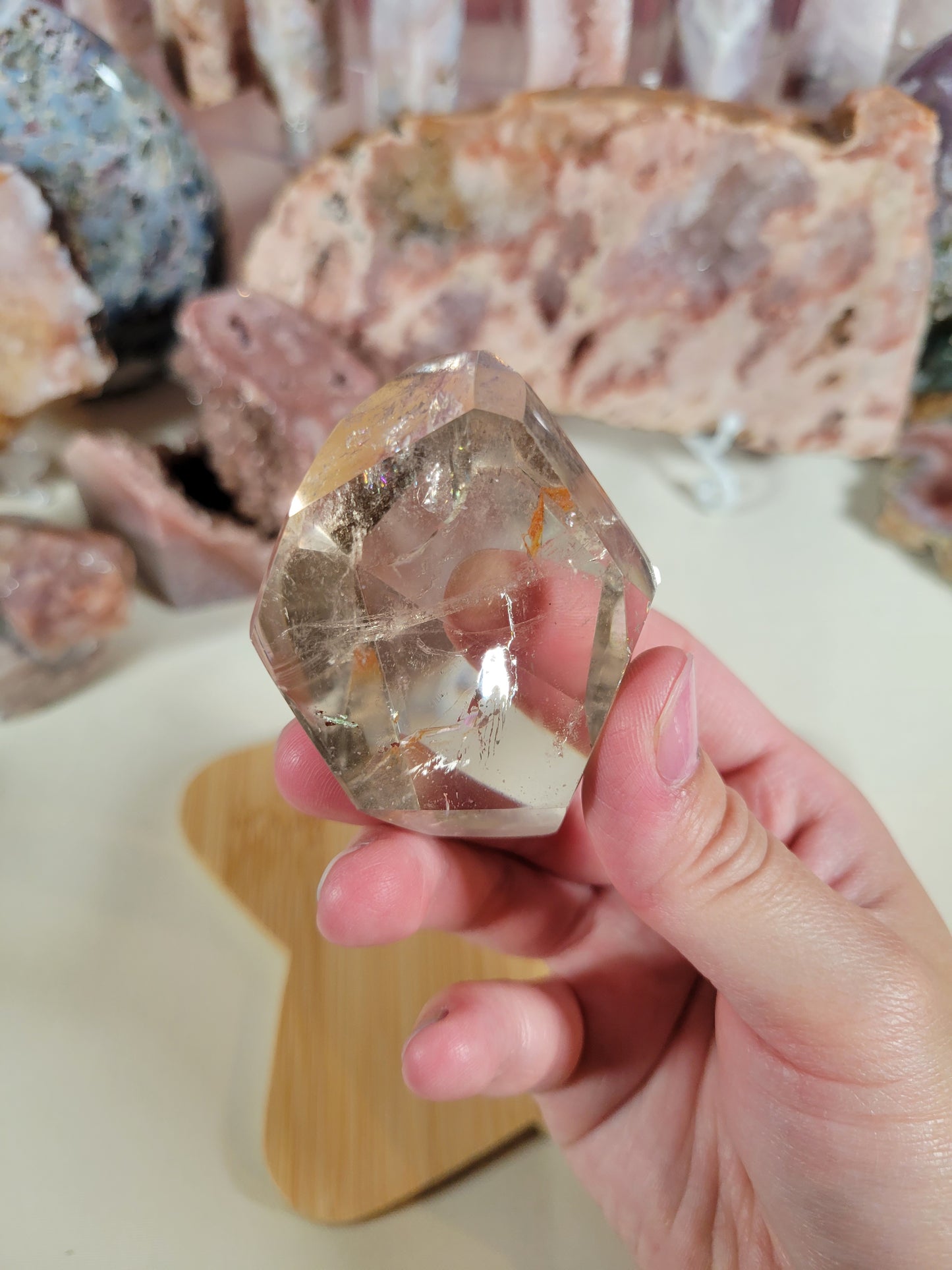 Clear Light Smoky Quartz Freeform with inclusions 45SF