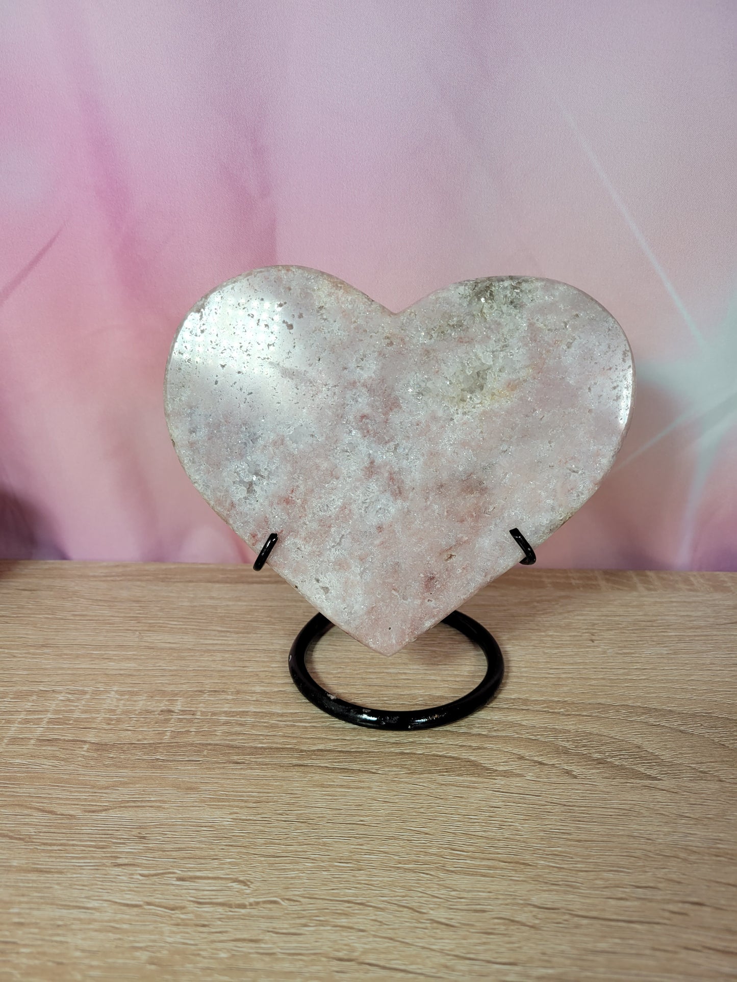 STATEMENT PIECE Pink Amethyst Heart Carving on a stand 120PH