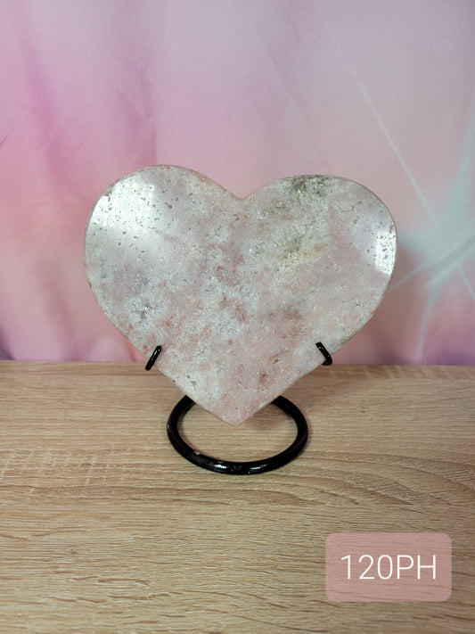 STATEMENT PIECE Pink Amethyst Heart Carving on a stand 120PH