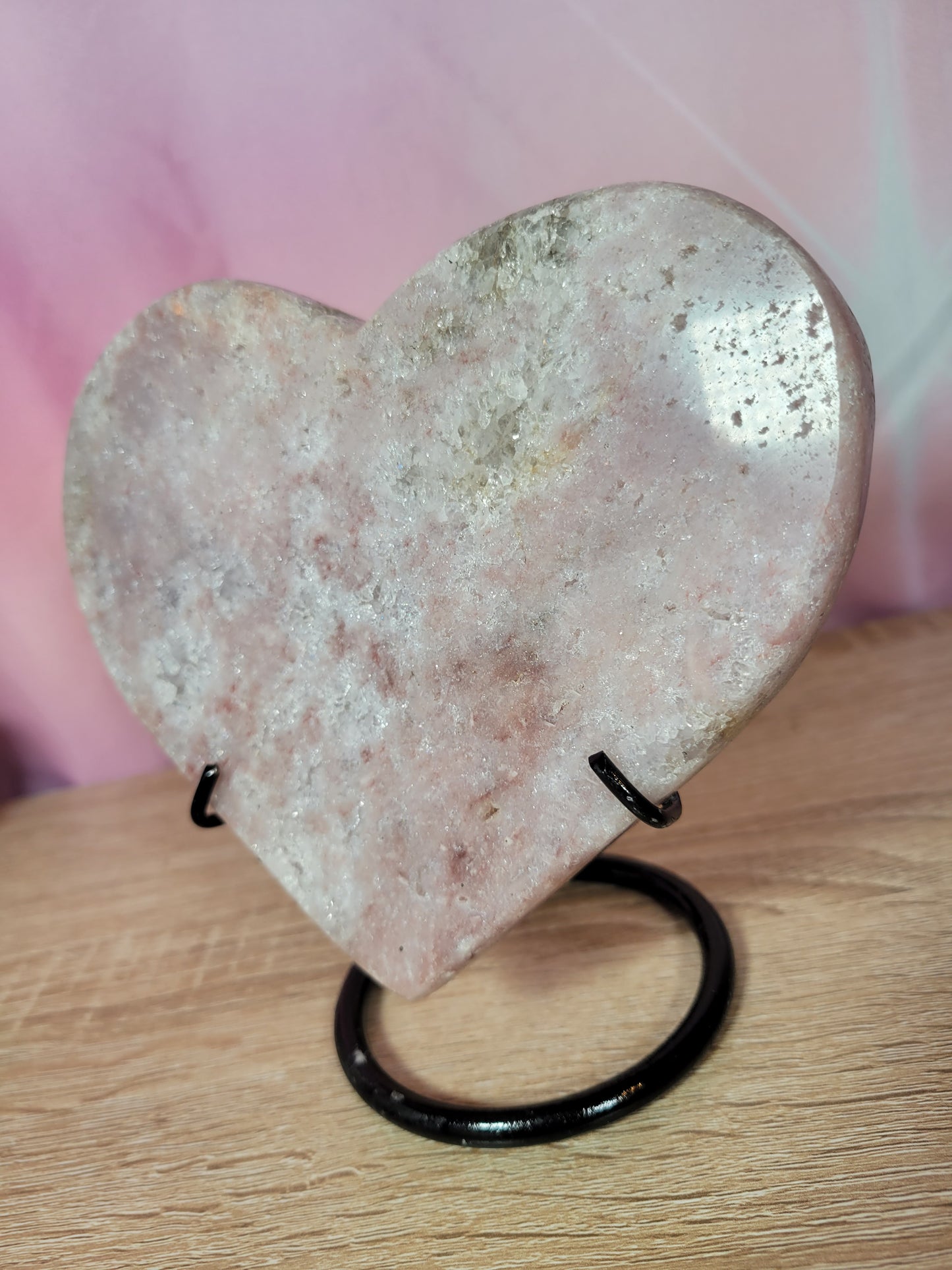 STATEMENT PIECE Pink Amethyst Heart Carving on a stand 120PH