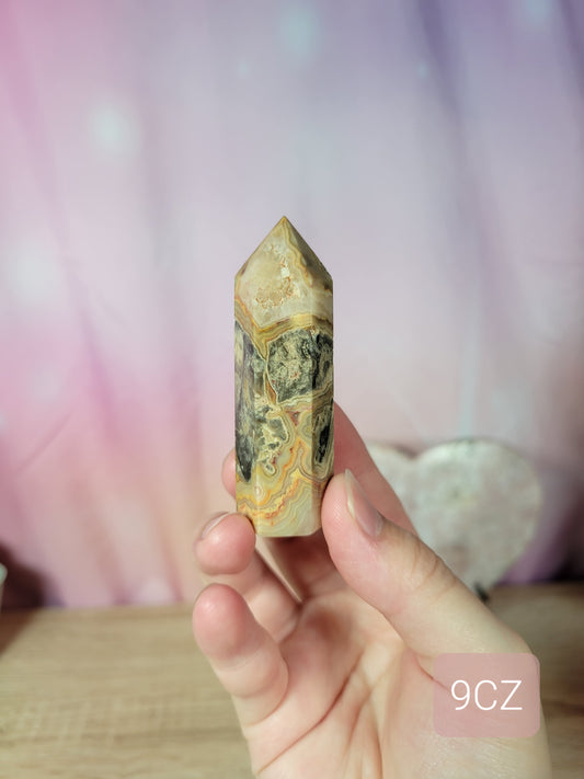 Small Crazy Lace Agate Point 9CZ