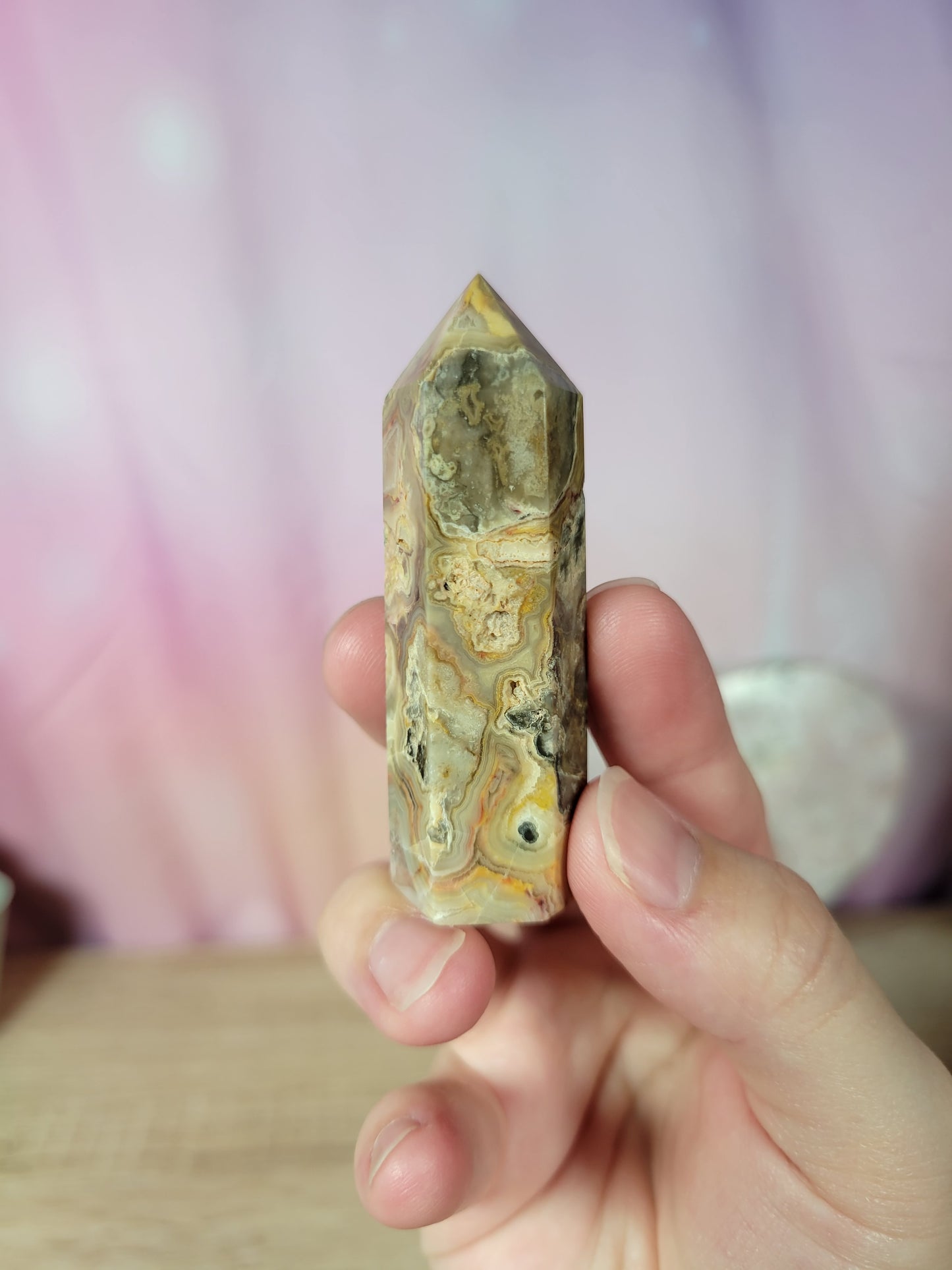 Small Crazy Lace Agate Point 9CZ