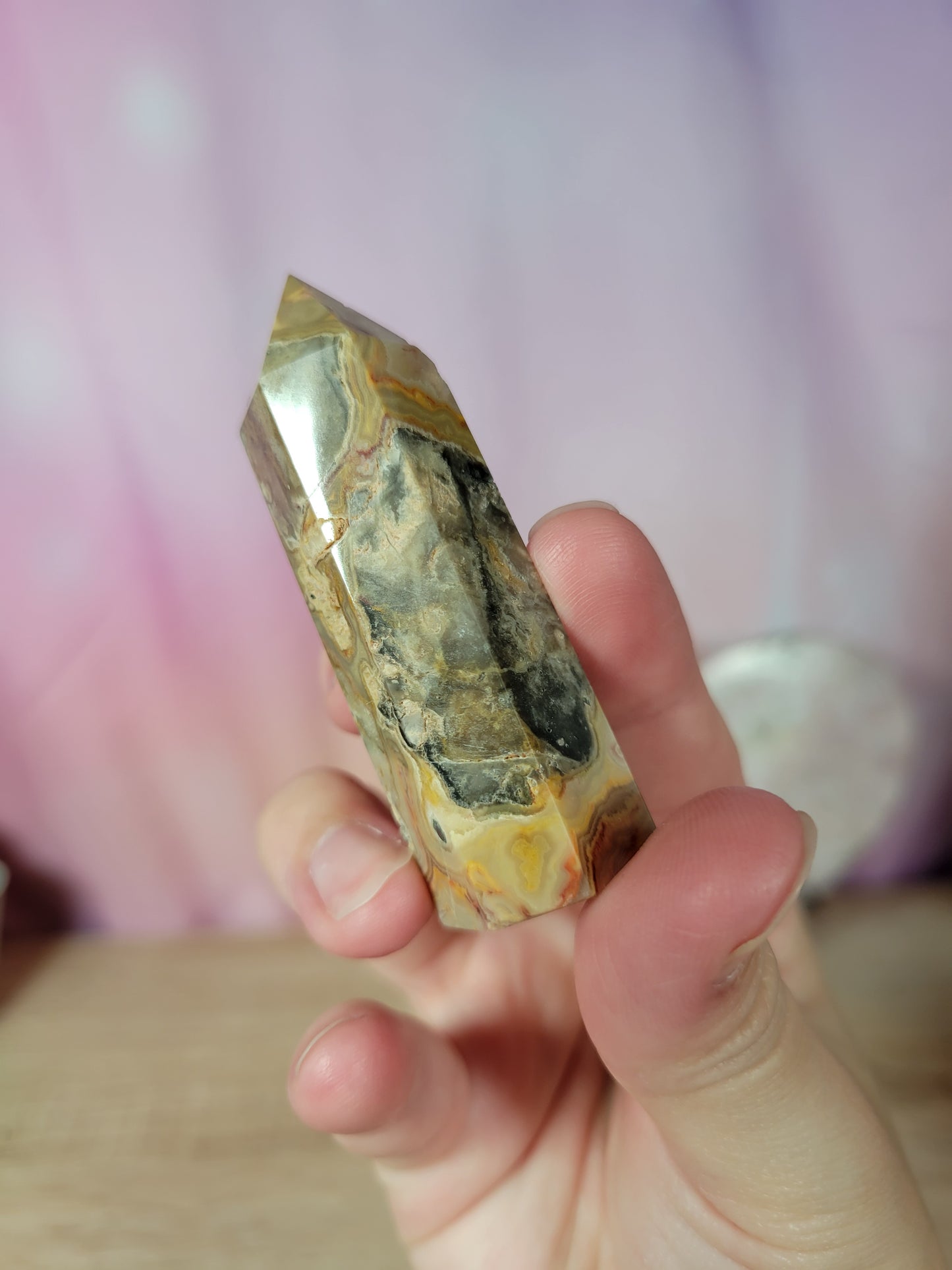 Small Crazy Lace Agate Point 9CZ